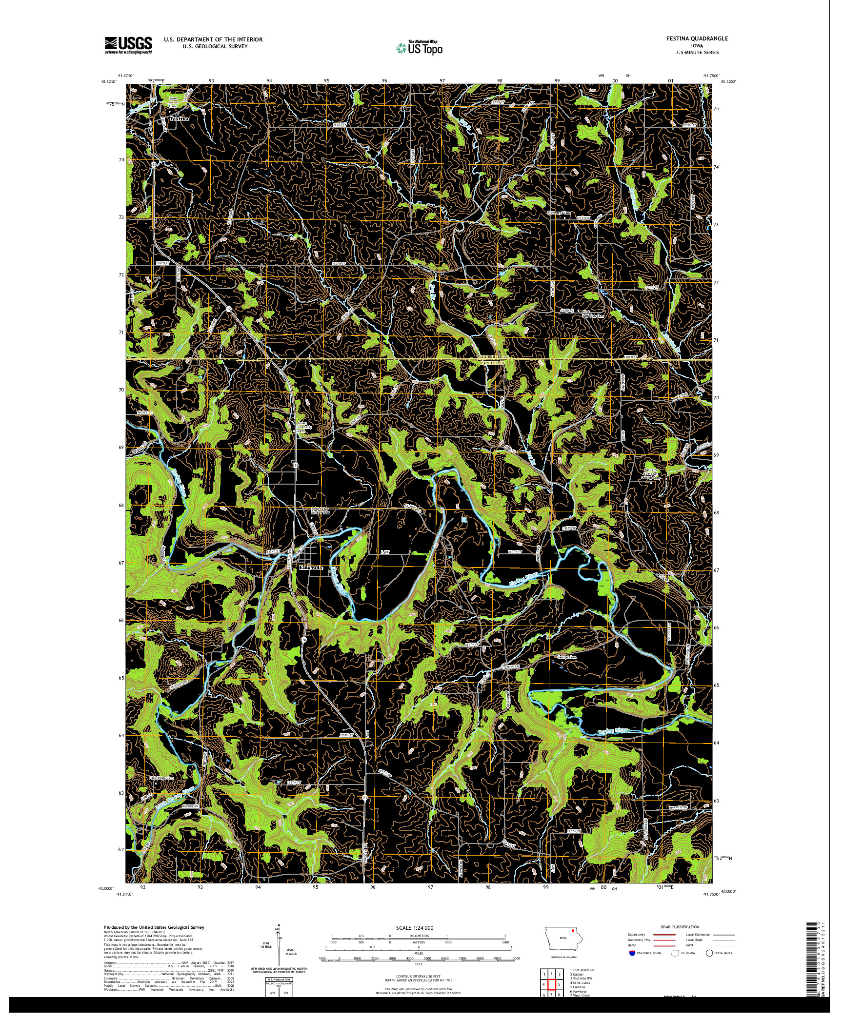 US TOPO 7.5-MINUTE MAP FOR FESTINA, IA