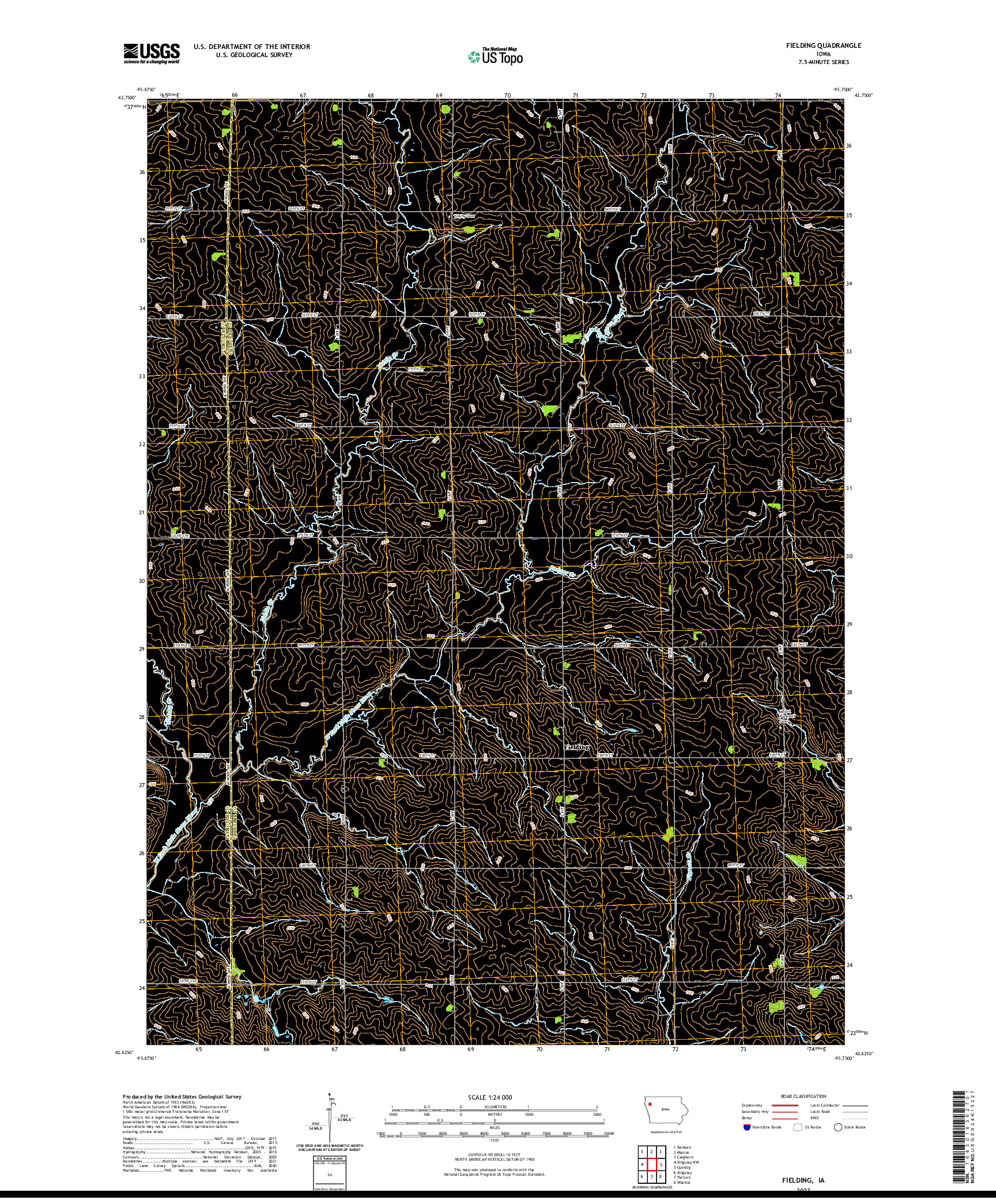 US TOPO 7.5-MINUTE MAP FOR FIELDING, IA