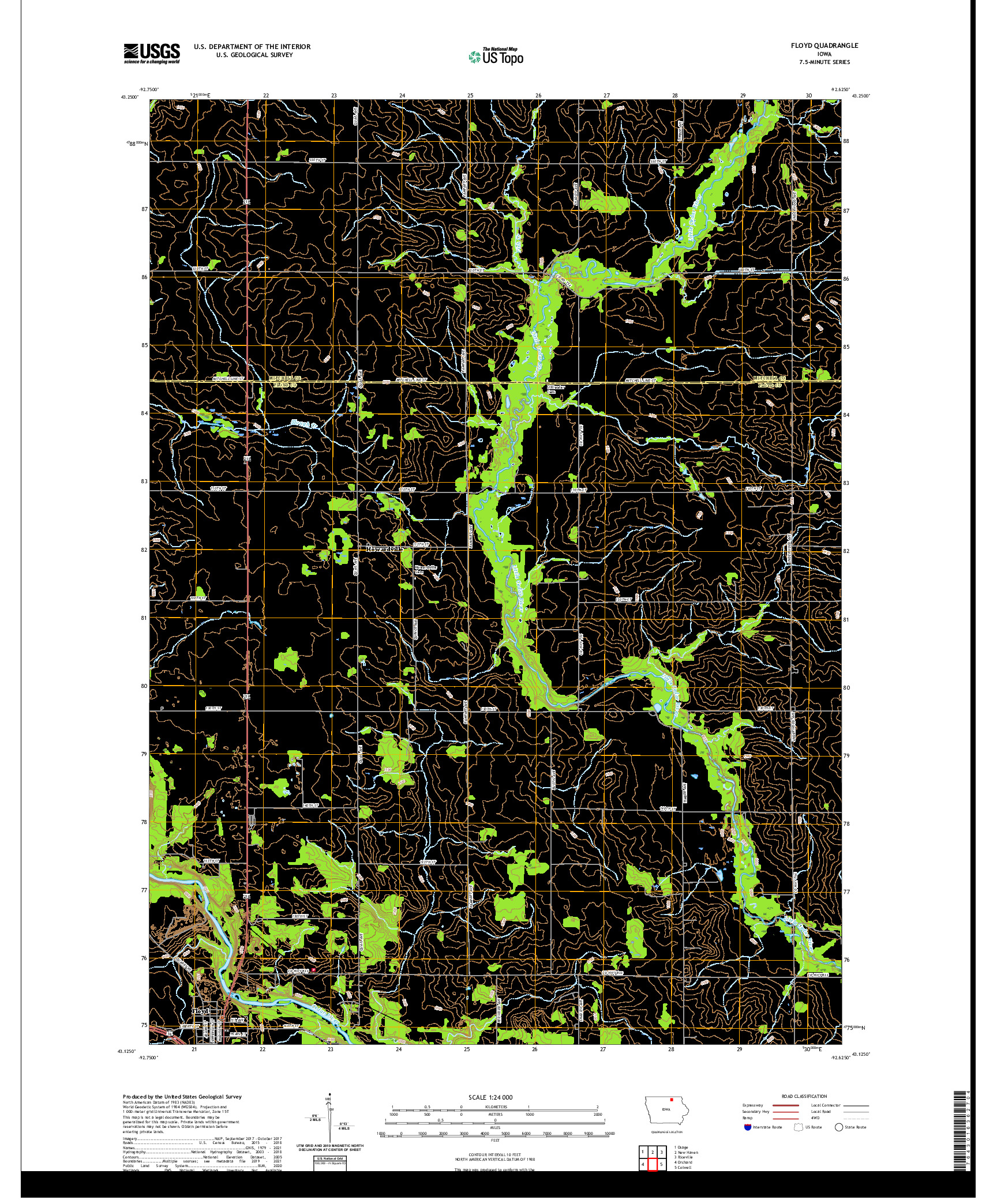 US TOPO 7.5-MINUTE MAP FOR FLOYD, IA