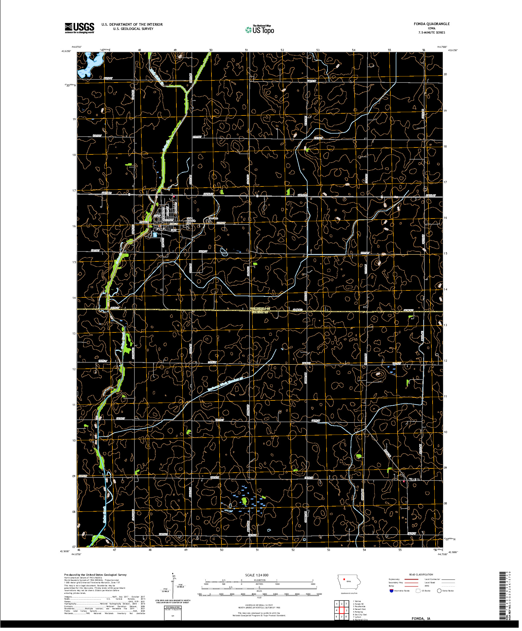 US TOPO 7.5-MINUTE MAP FOR FONDA, IA