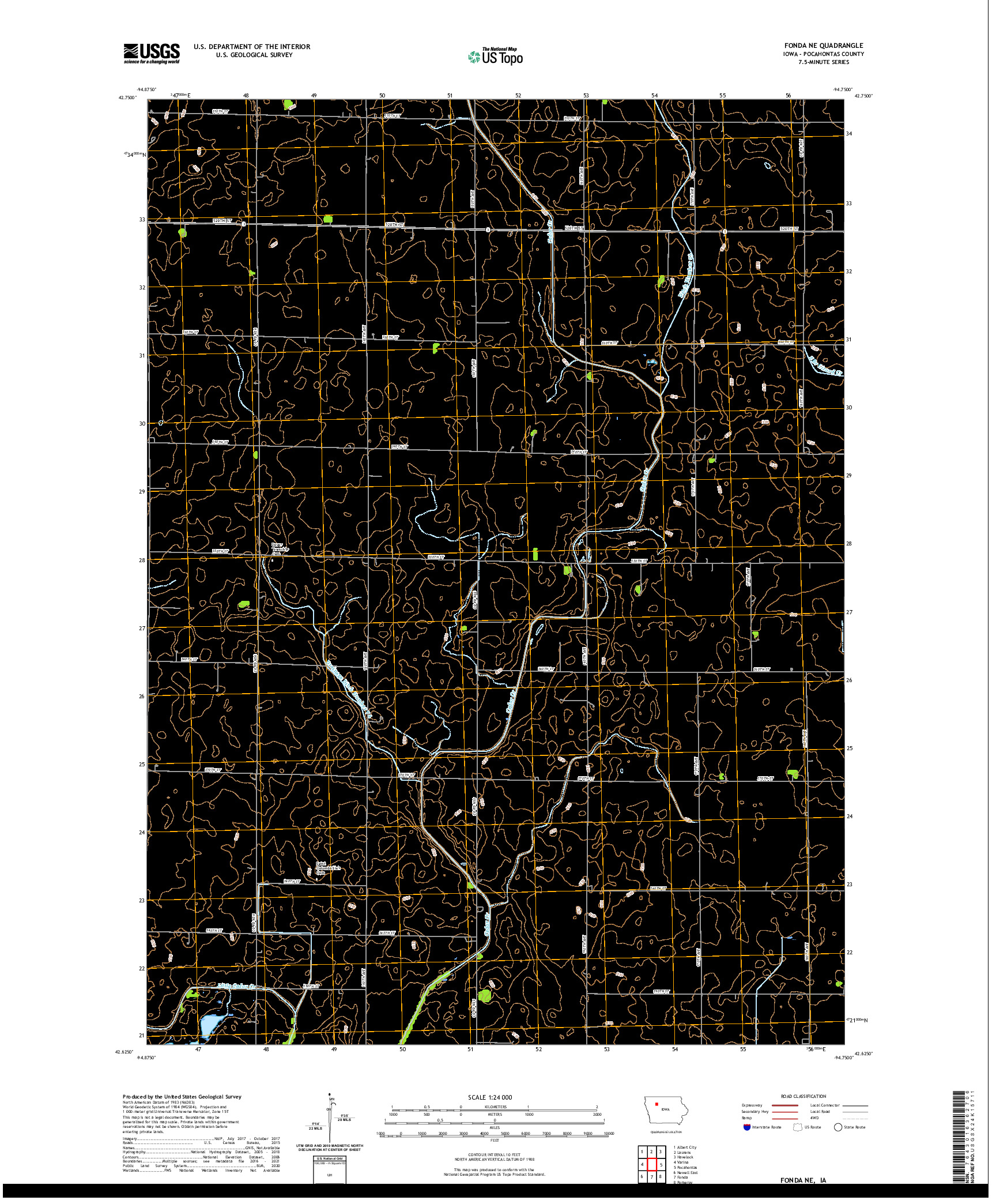 US TOPO 7.5-MINUTE MAP FOR FONDA NE, IA