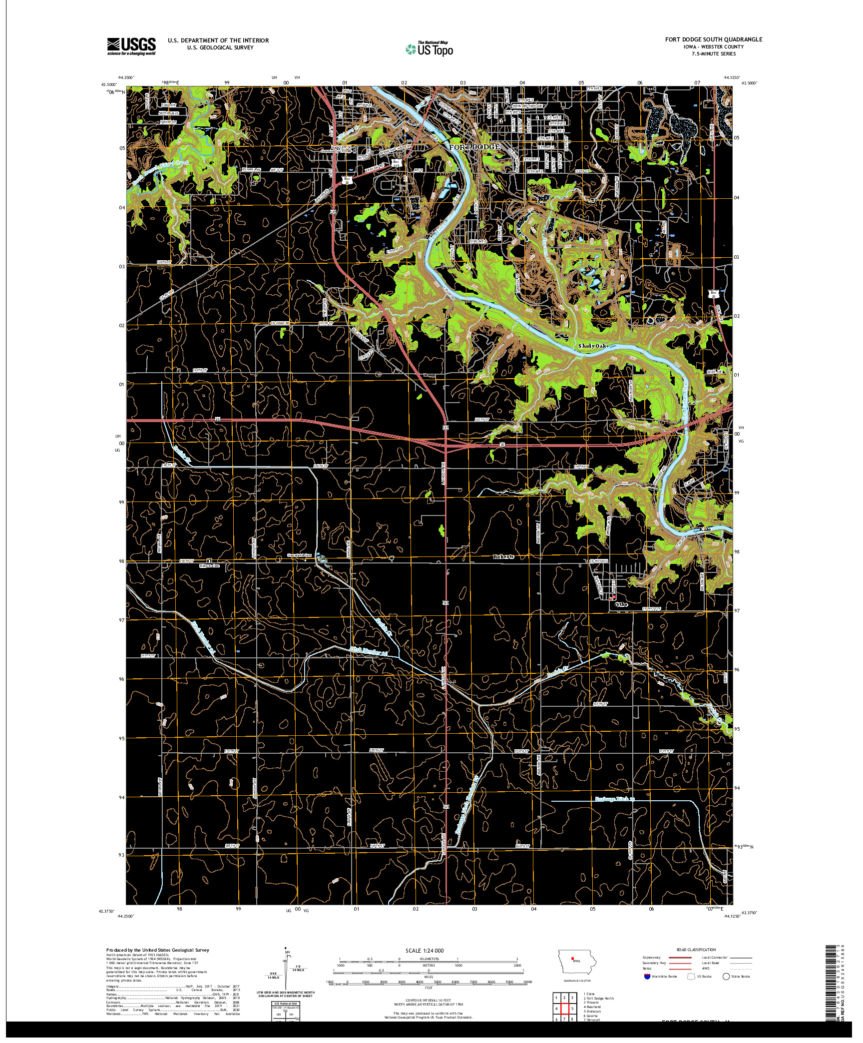 US TOPO 7.5-MINUTE MAP FOR FORT DODGE SOUTH, IA