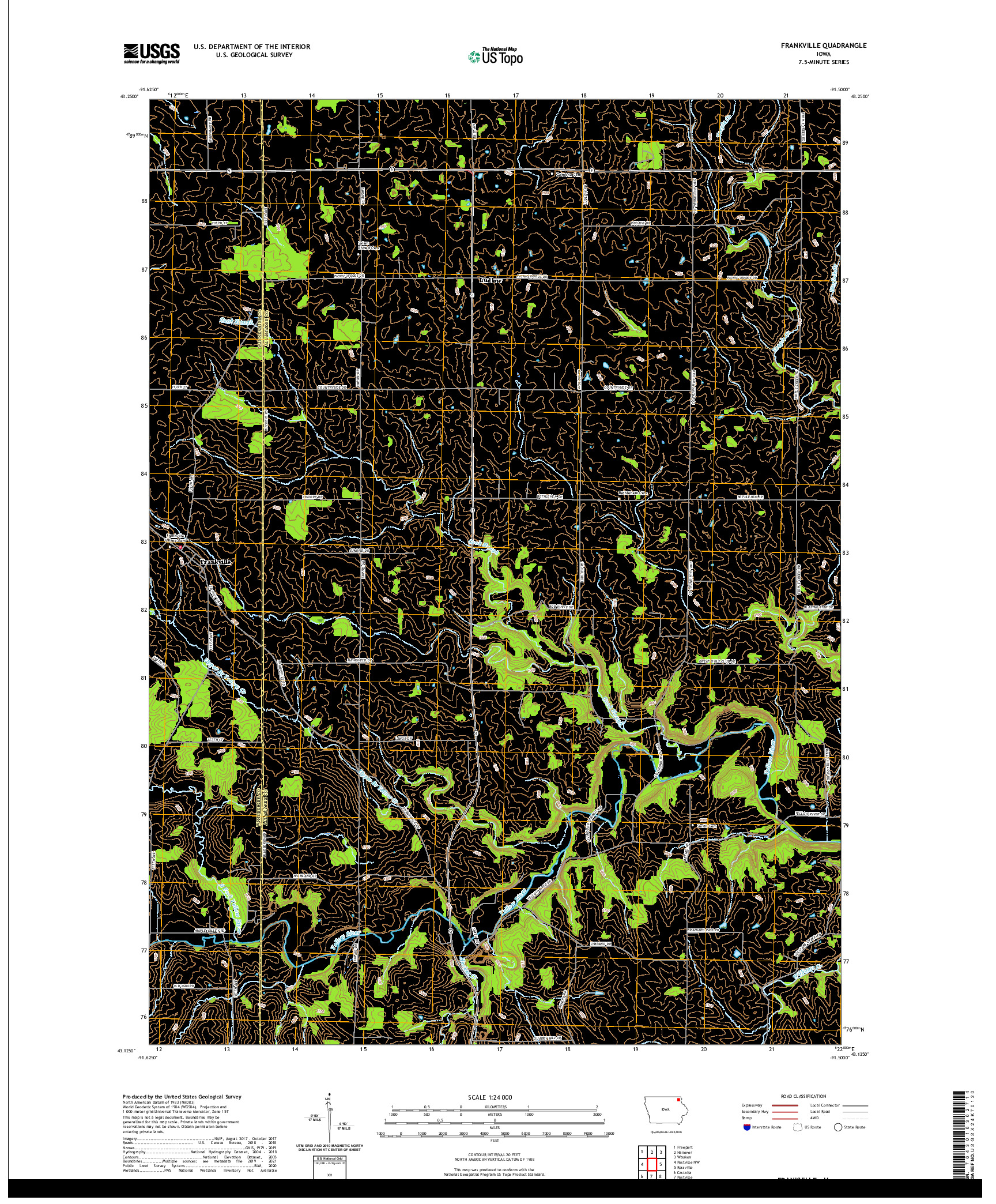 US TOPO 7.5-MINUTE MAP FOR FRANKVILLE, IA