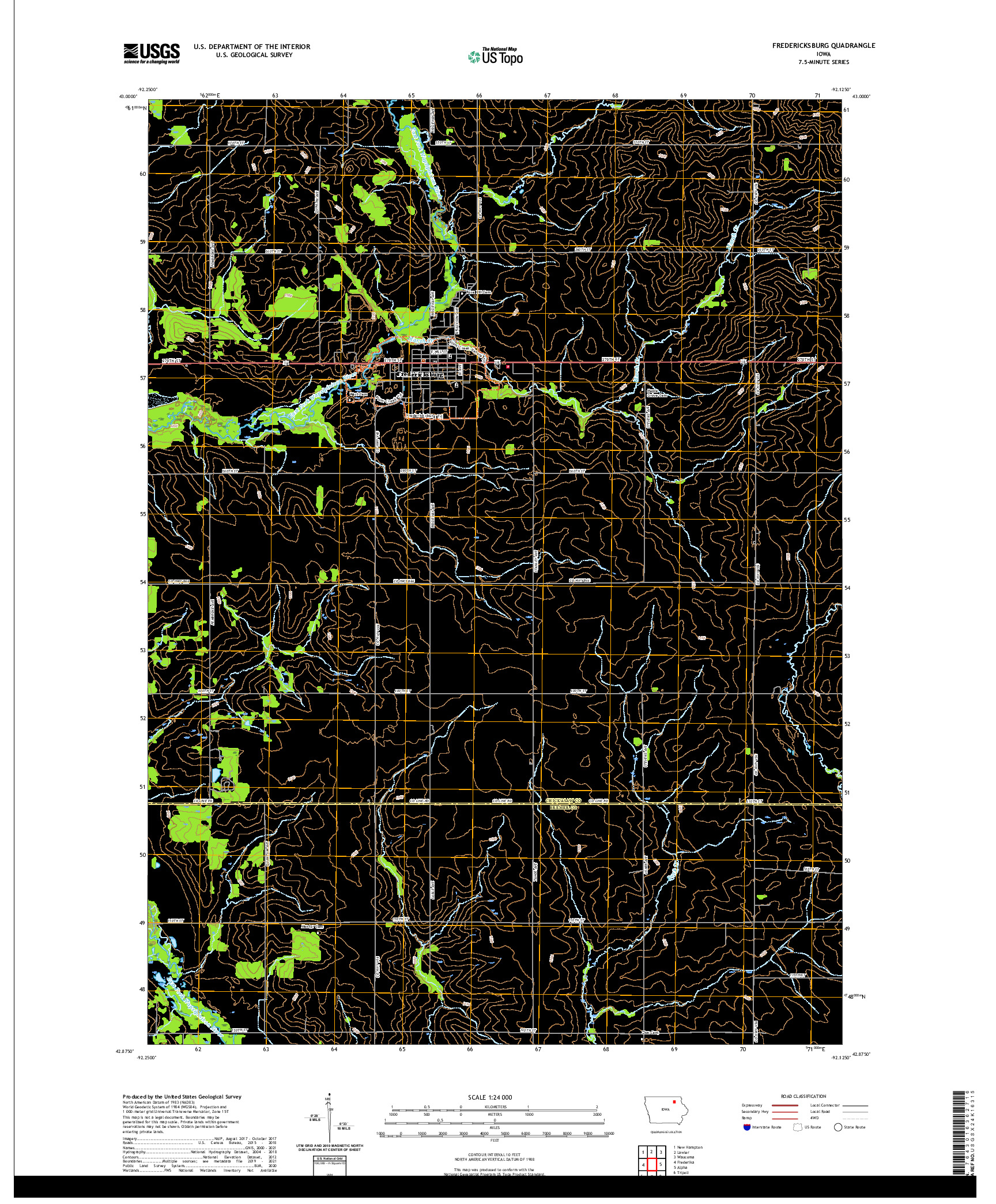 US TOPO 7.5-MINUTE MAP FOR FREDERICKSBURG, IA