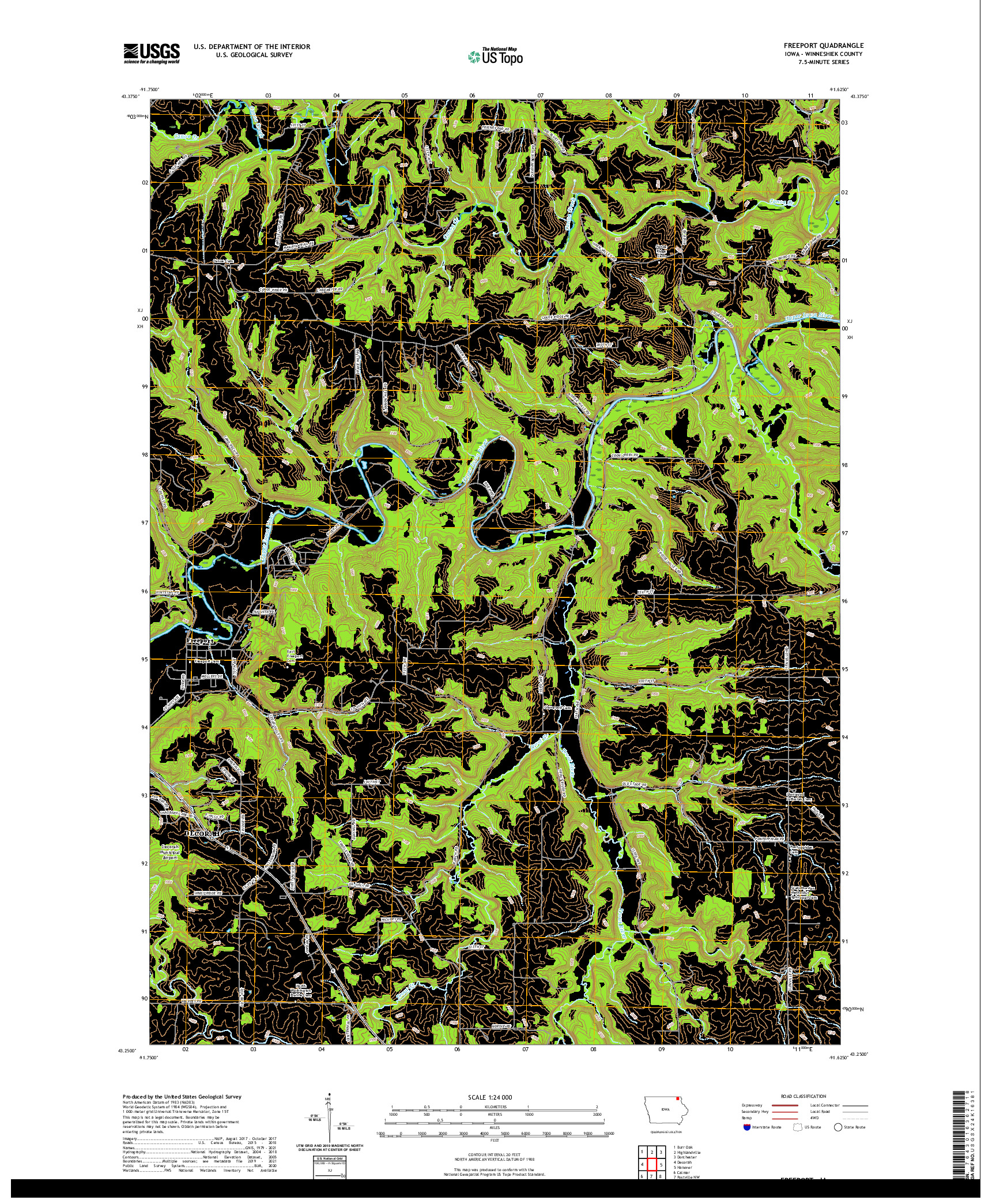 US TOPO 7.5-MINUTE MAP FOR FREEPORT, IA