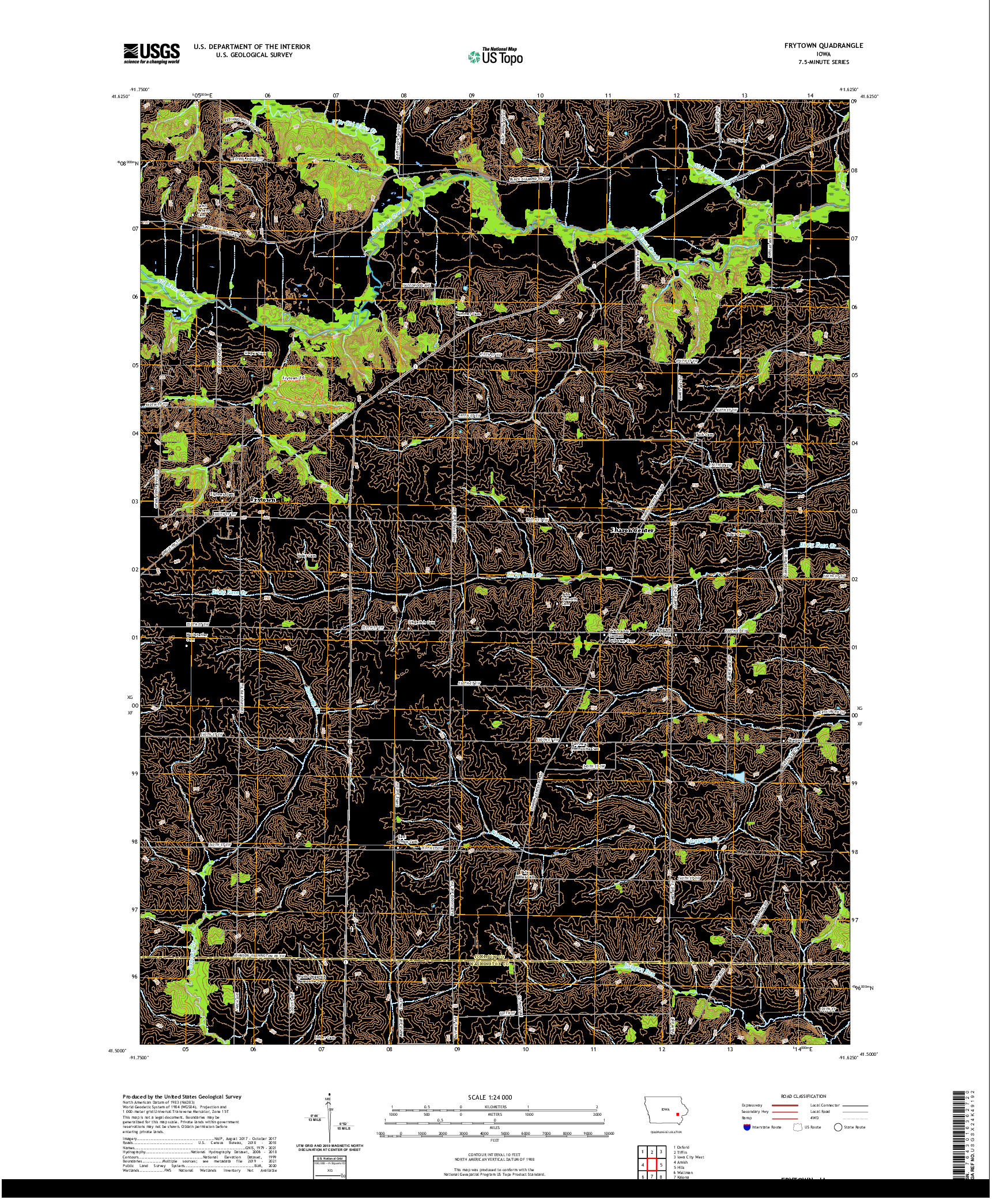 US TOPO 7.5-MINUTE MAP FOR FRYTOWN, IA