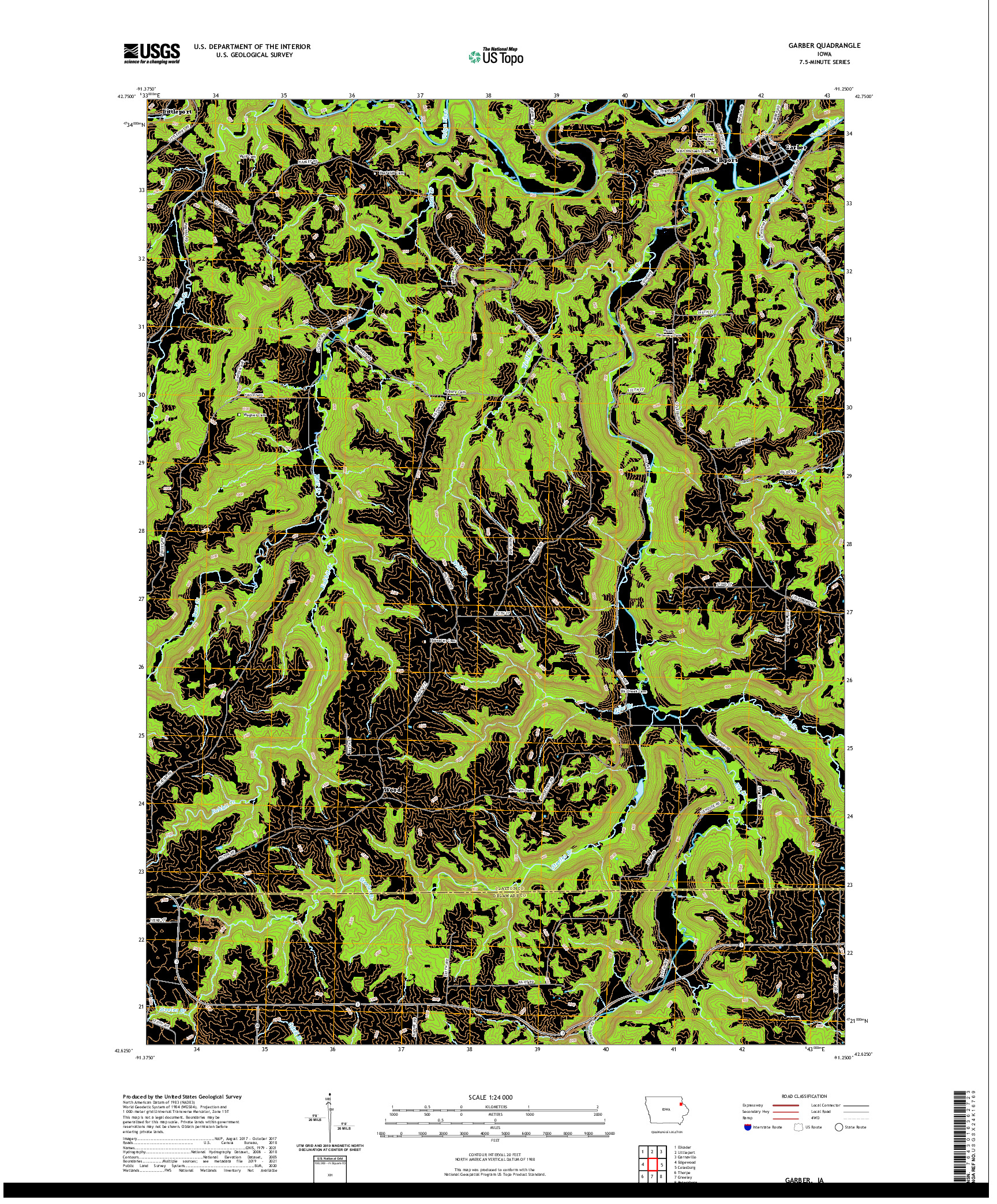 US TOPO 7.5-MINUTE MAP FOR GARBER, IA