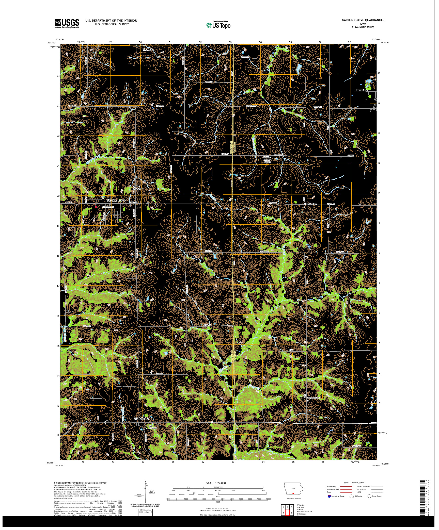 US TOPO 7.5-MINUTE MAP FOR GARDEN GROVE, IA