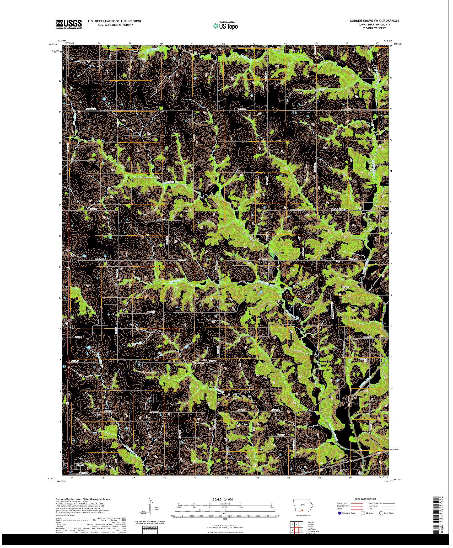 US TOPO 7.5-MINUTE MAP FOR GARDEN GROVE SW, IA