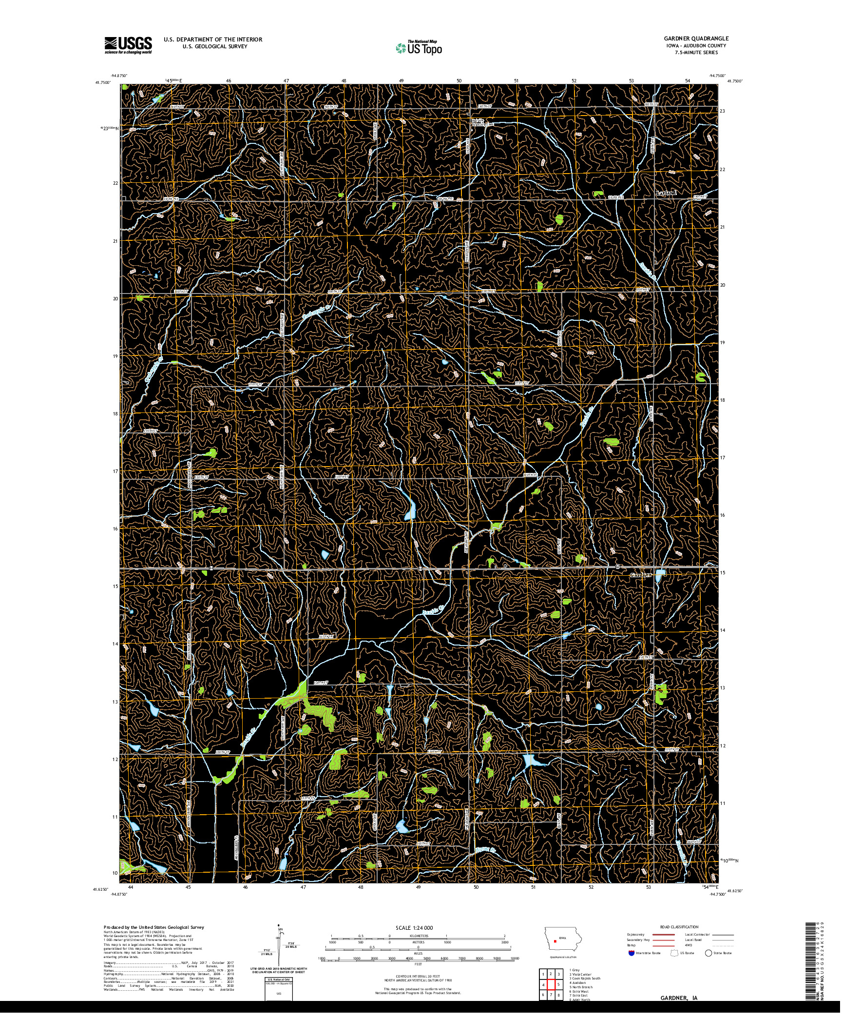 US TOPO 7.5-MINUTE MAP FOR GARDNER, IA