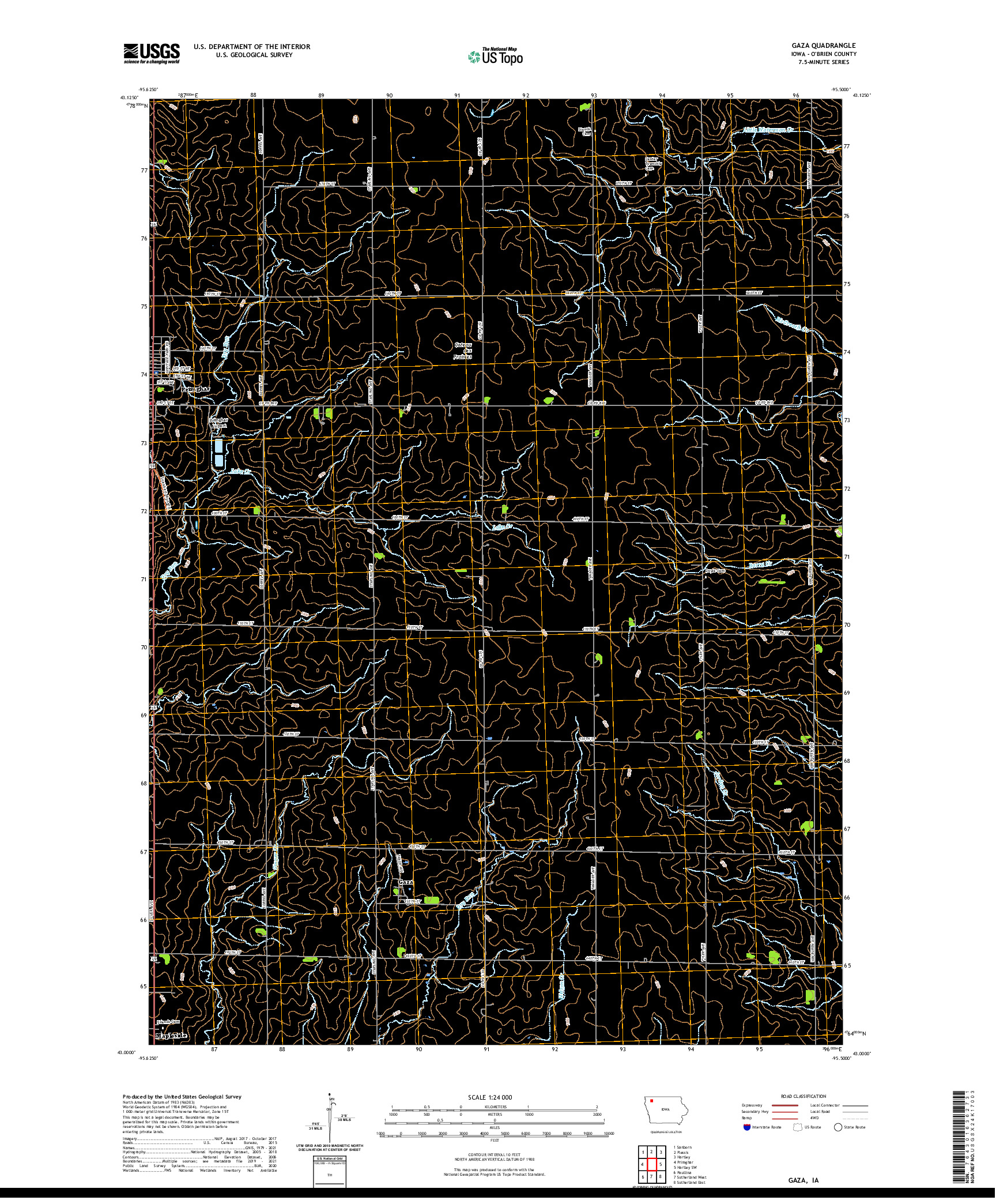 US TOPO 7.5-MINUTE MAP FOR GAZA, IA