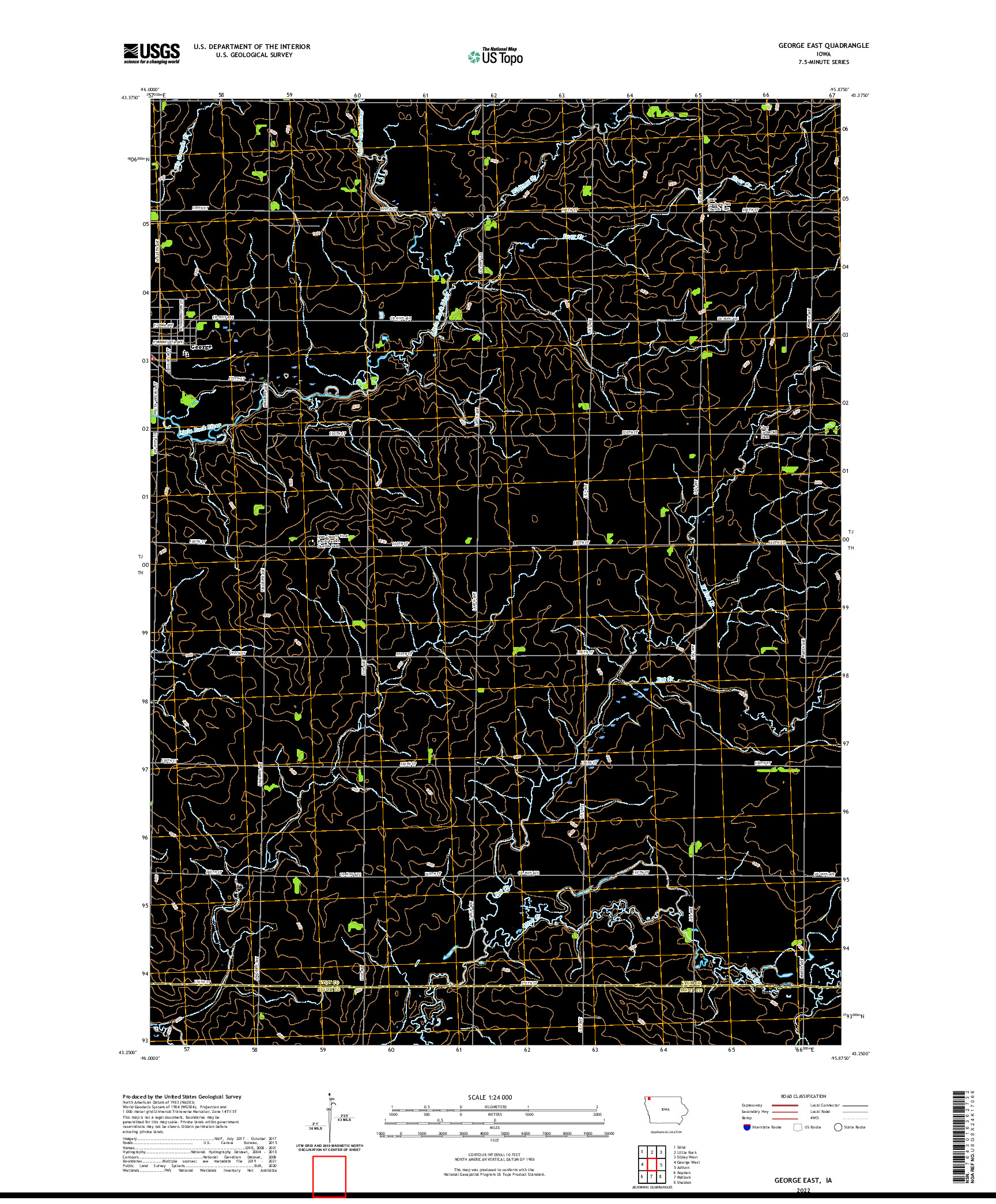 US TOPO 7.5-MINUTE MAP FOR GEORGE EAST, IA