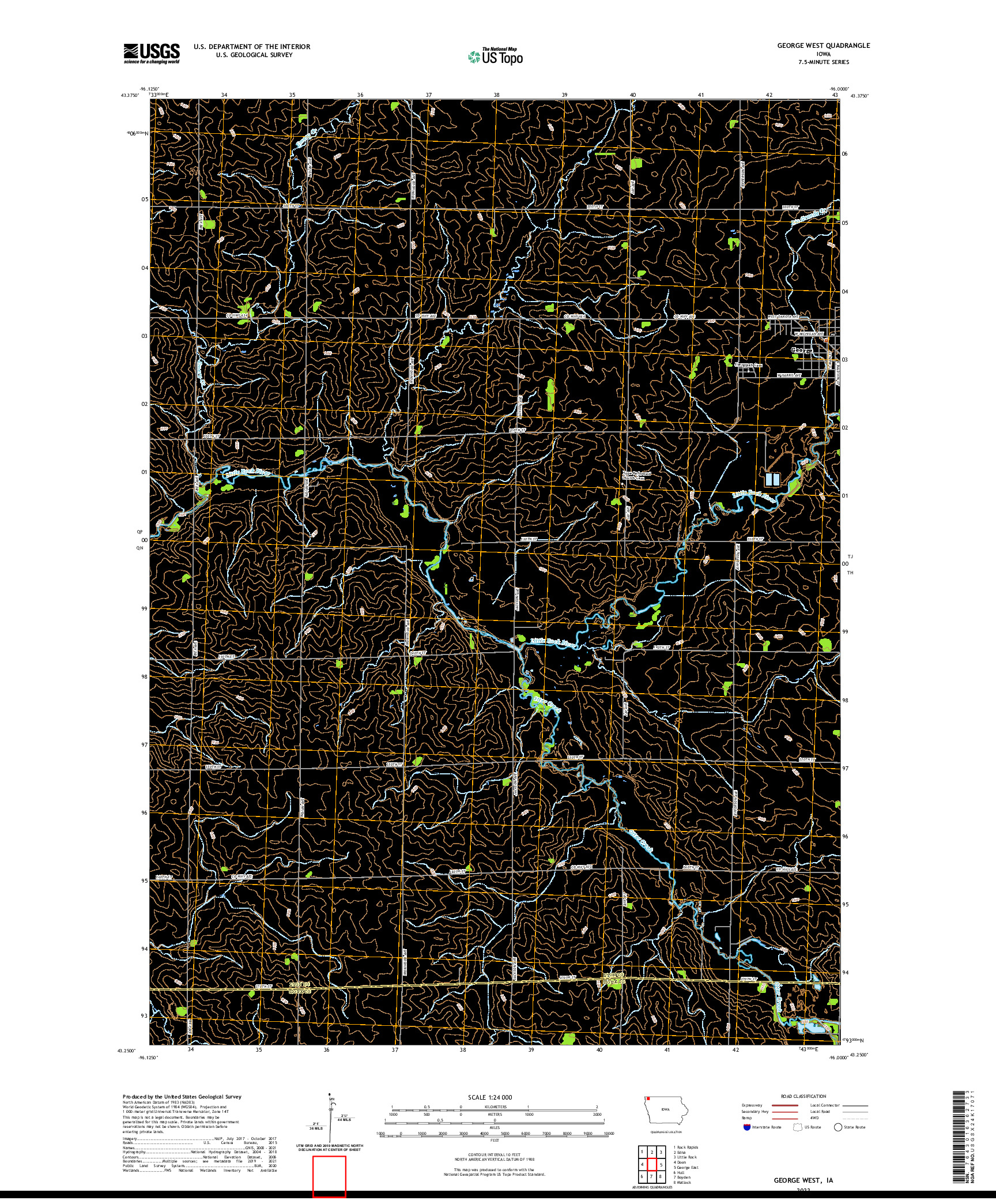 US TOPO 7.5-MINUTE MAP FOR GEORGE WEST, IA