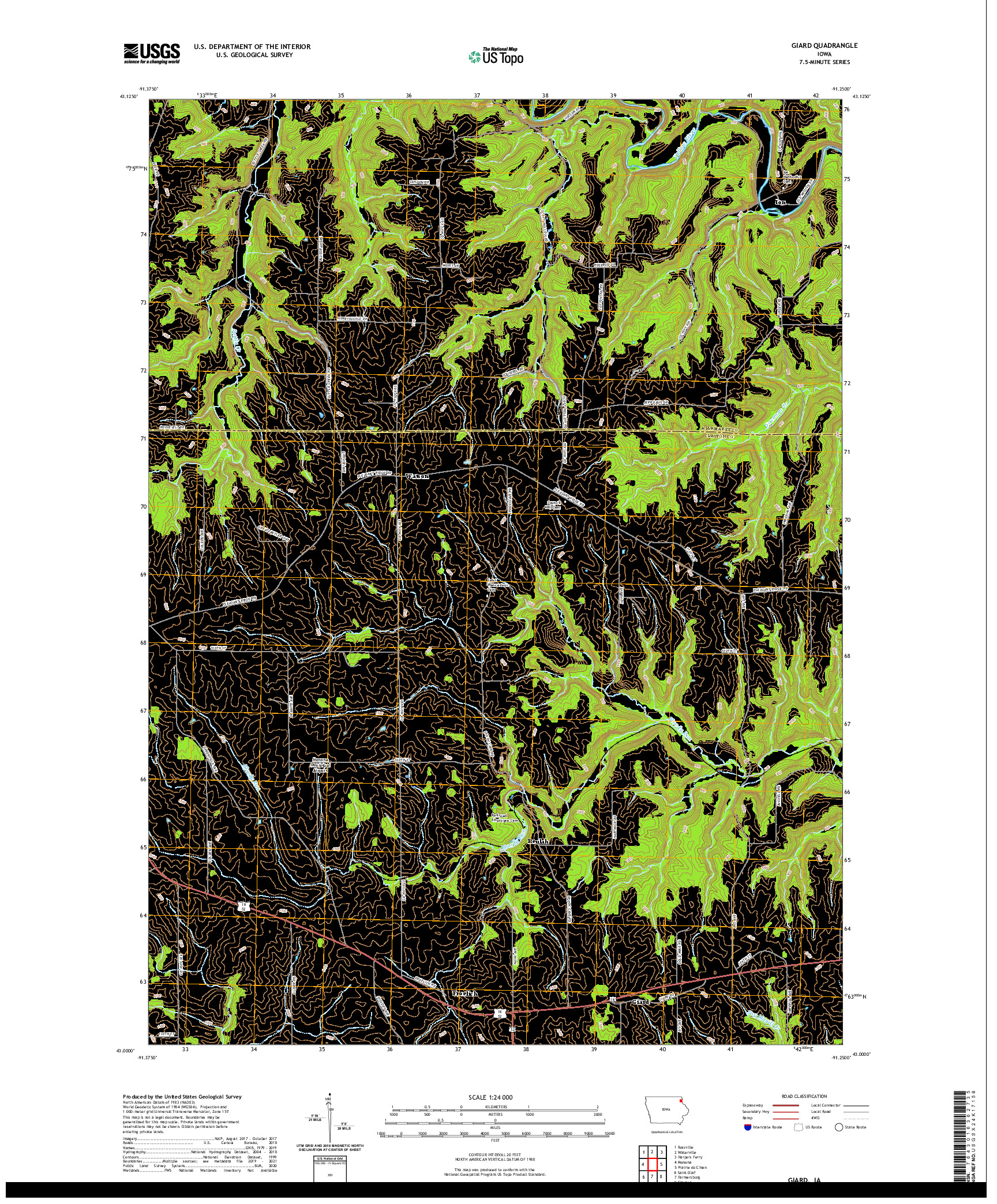 US TOPO 7.5-MINUTE MAP FOR GIARD, IA