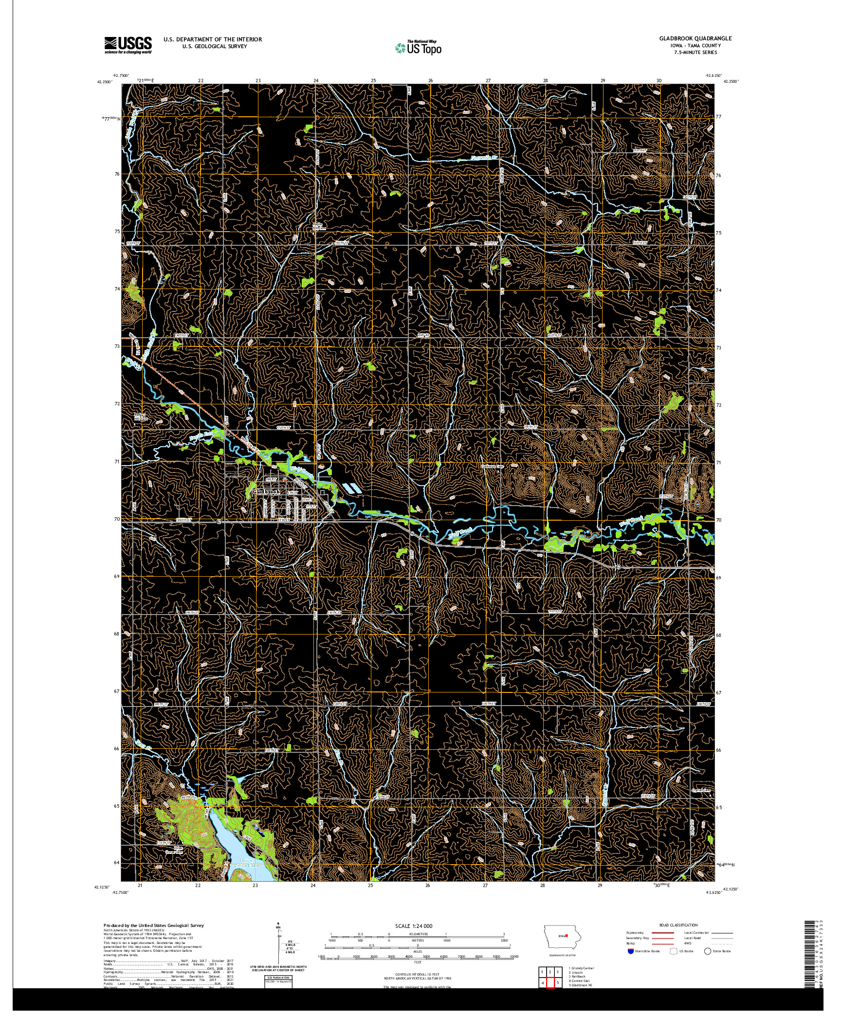 US TOPO 7.5-MINUTE MAP FOR GLADBROOK, IA