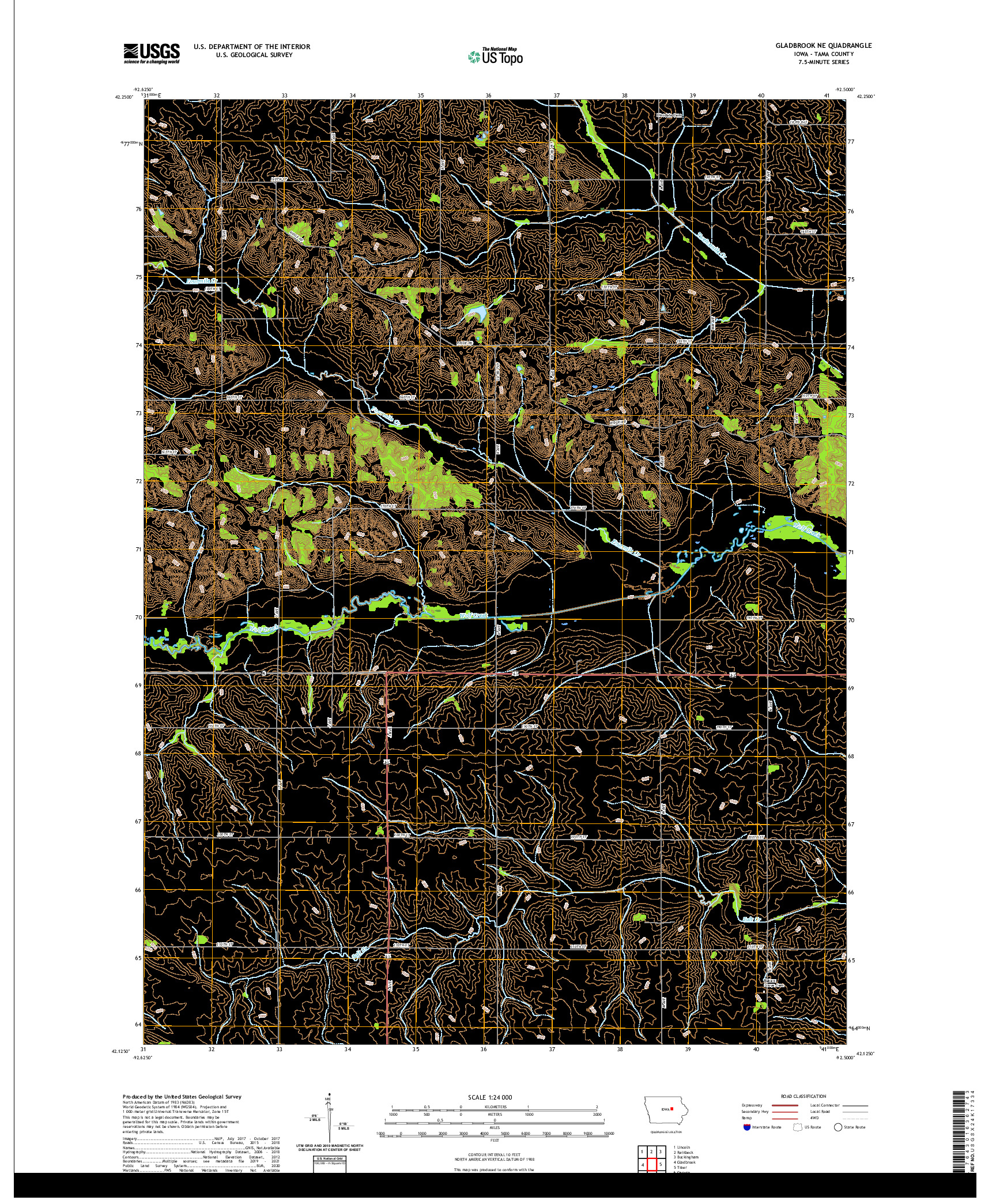 US TOPO 7.5-MINUTE MAP FOR GLADBROOK NE, IA