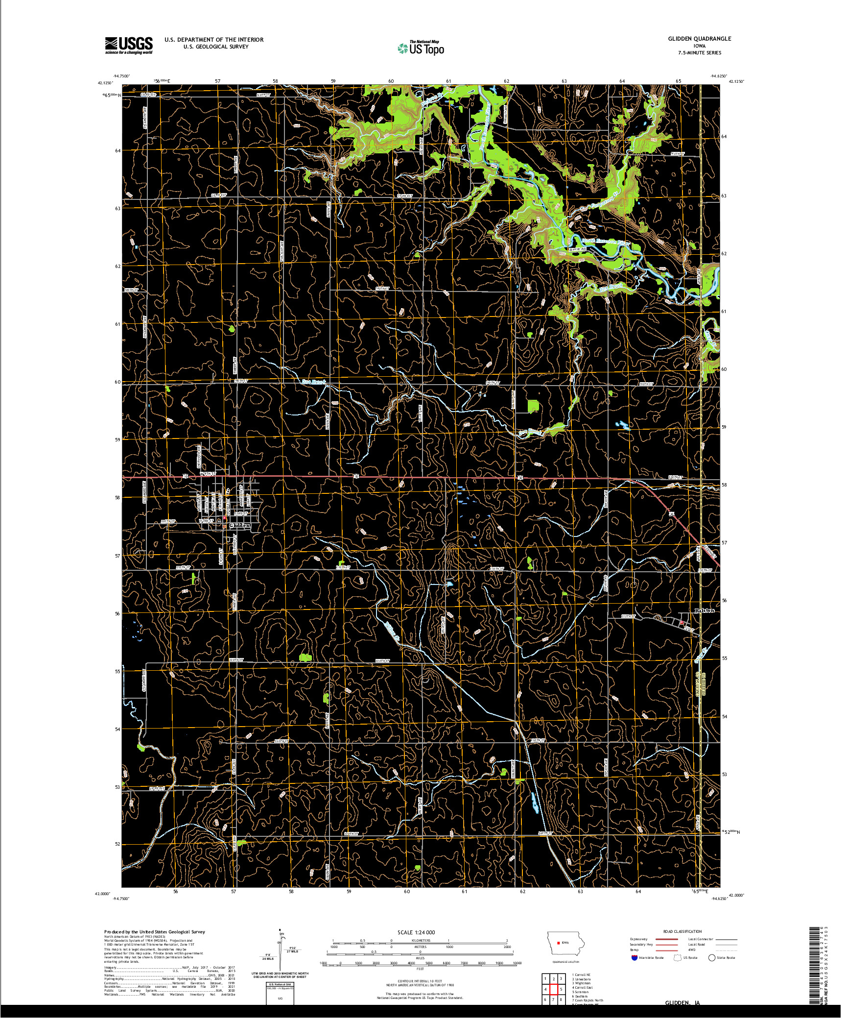 US TOPO 7.5-MINUTE MAP FOR GLIDDEN, IA