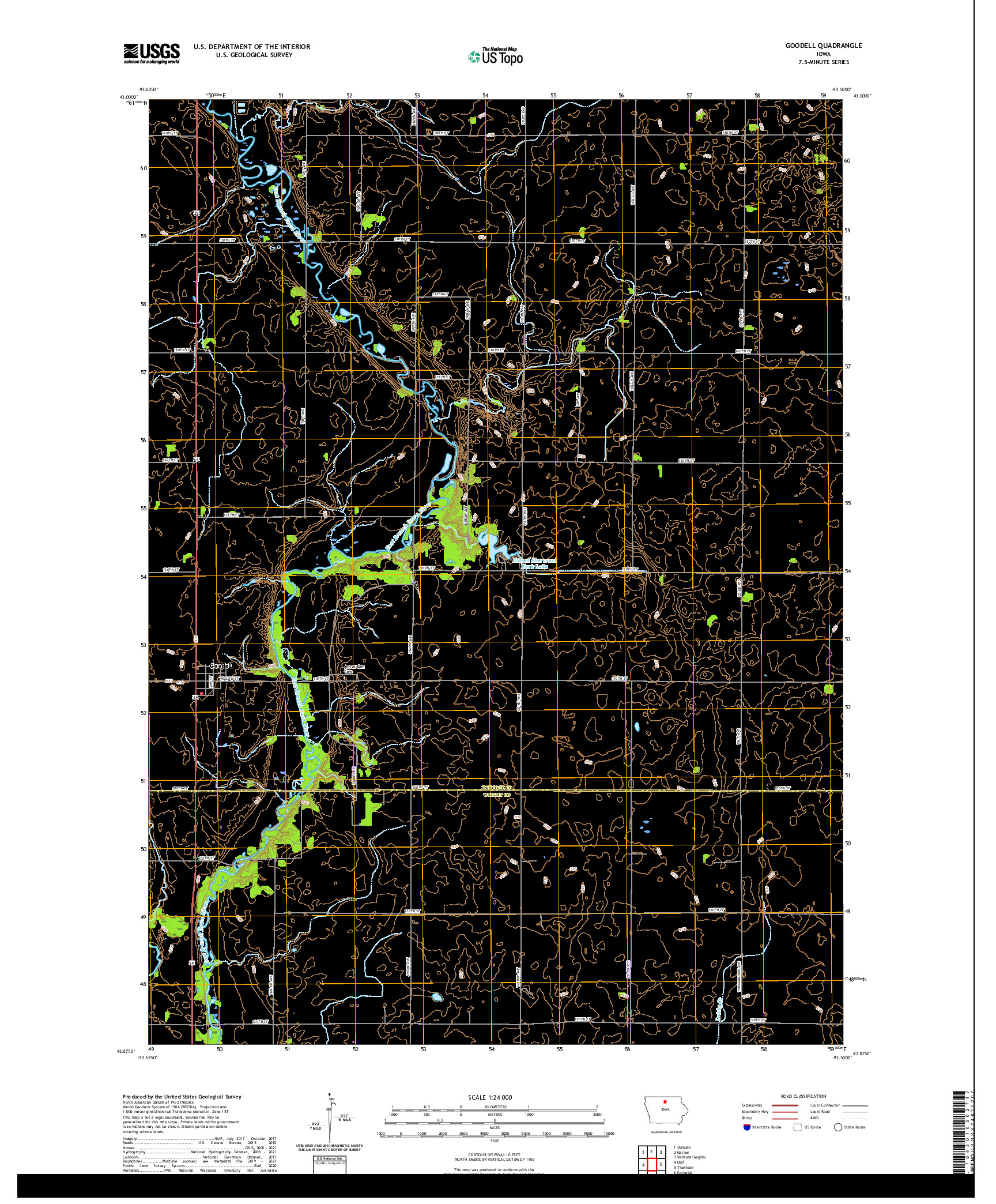 US TOPO 7.5-MINUTE MAP FOR GOODELL, IA