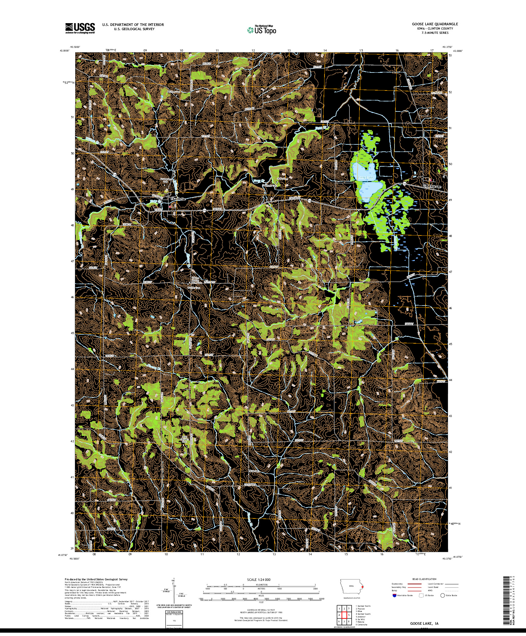 US TOPO 7.5-MINUTE MAP FOR GOOSE LAKE, IA