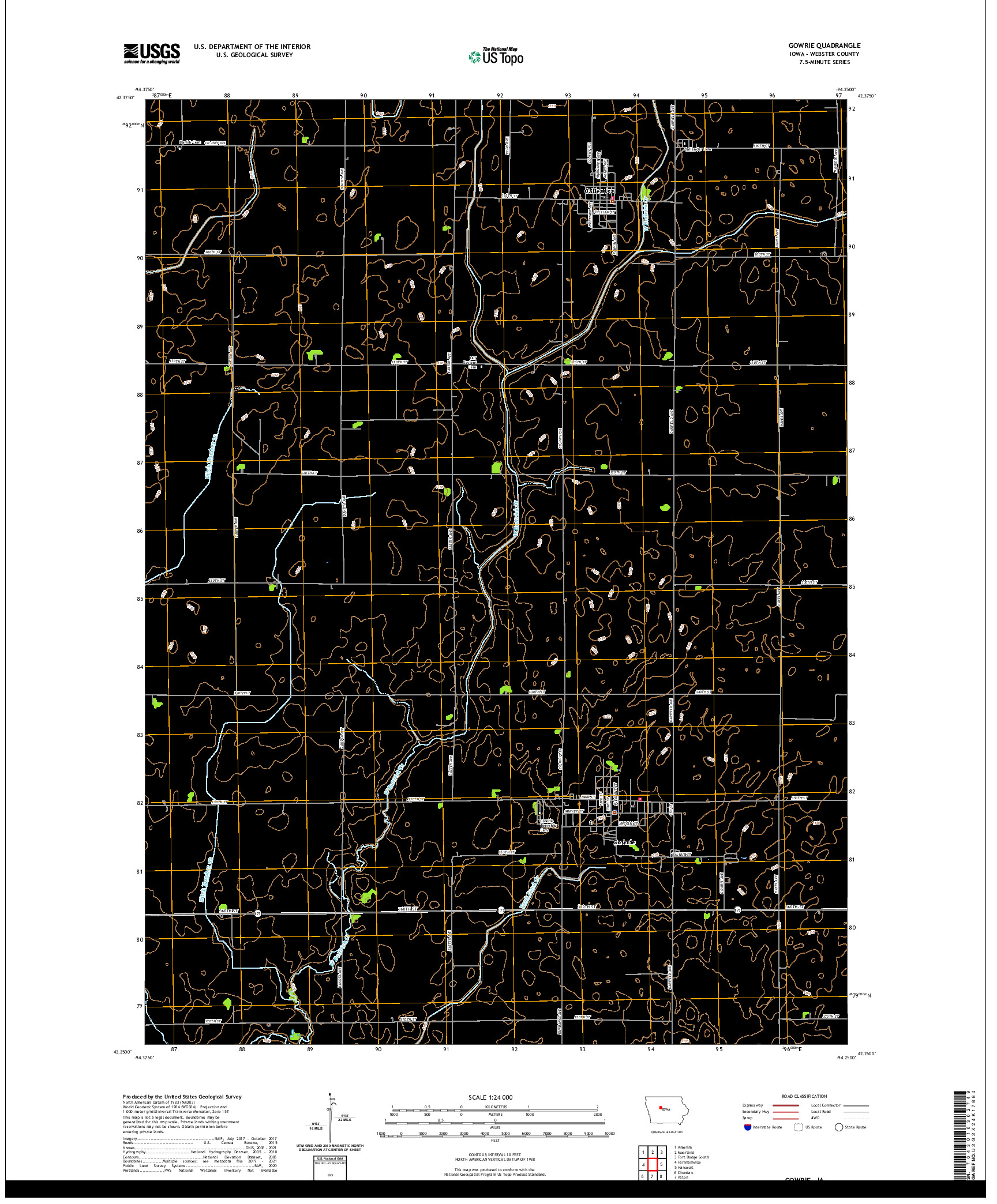 US TOPO 7.5-MINUTE MAP FOR GOWRIE, IA