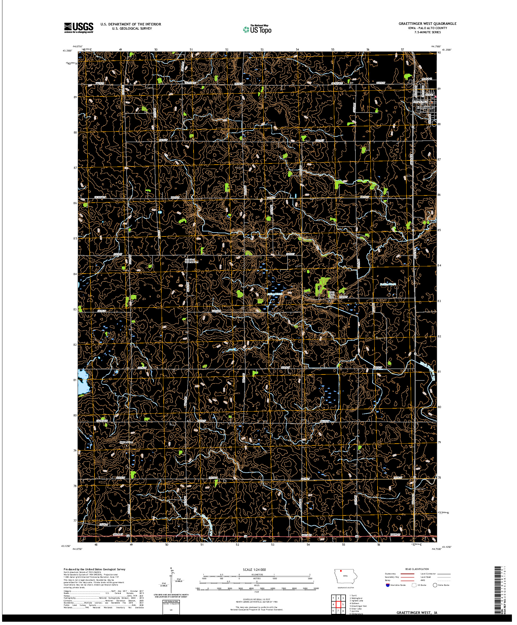 US TOPO 7.5-MINUTE MAP FOR GRAETTINGER WEST, IA