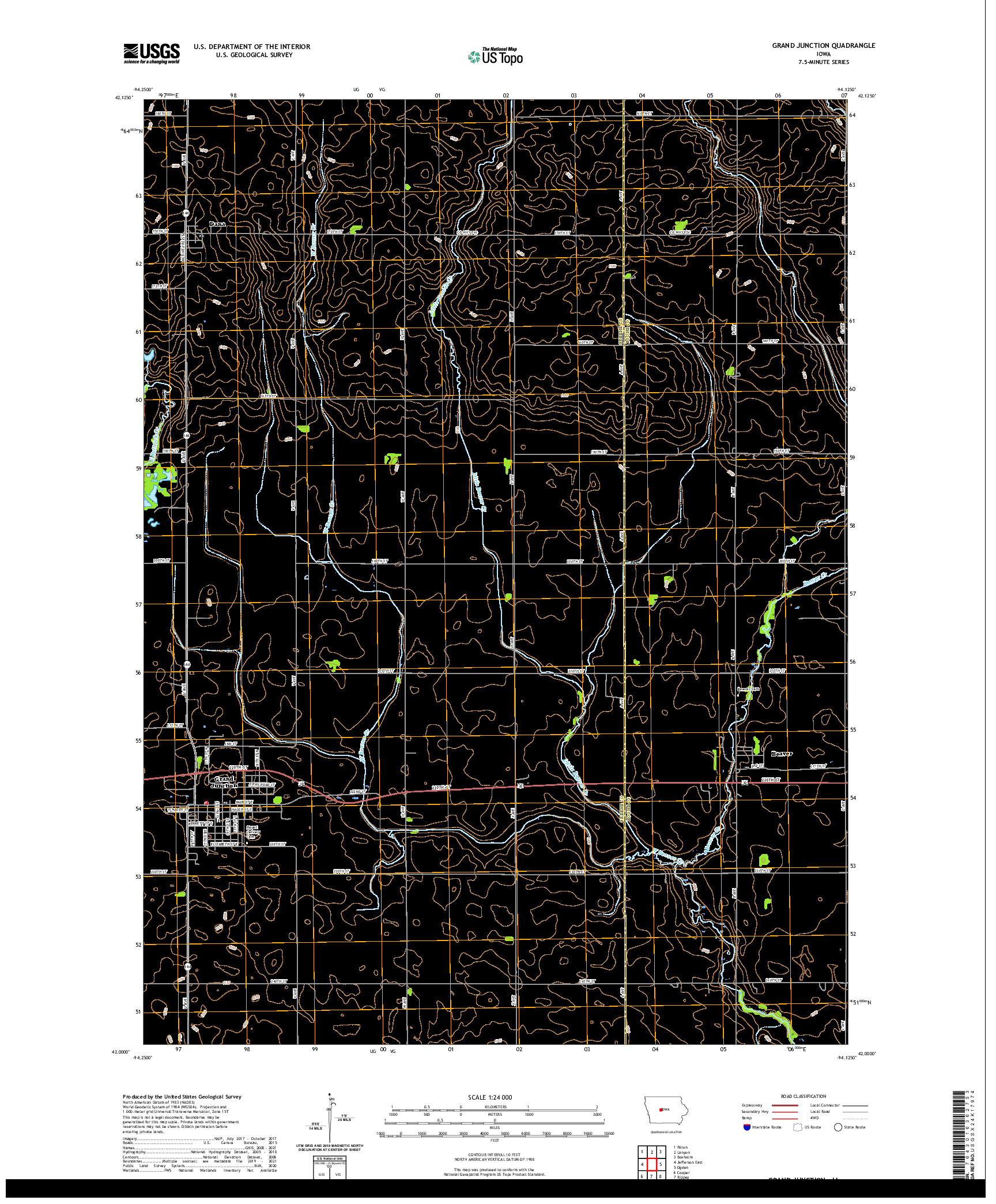US TOPO 7.5-MINUTE MAP FOR GRAND JUNCTION, IA