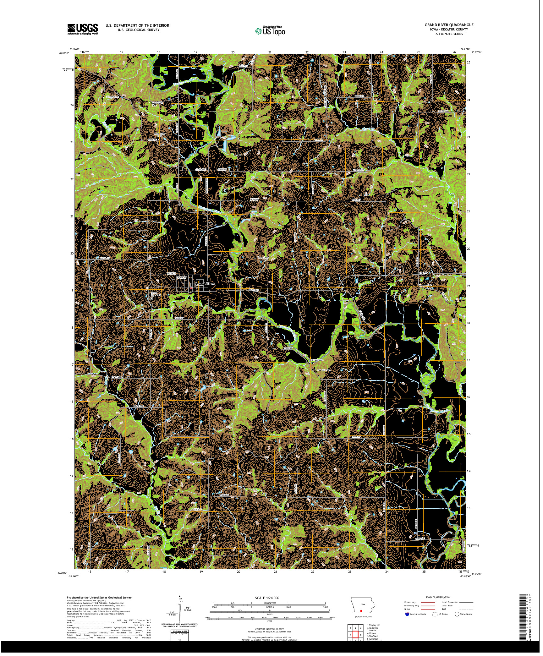 US TOPO 7.5-MINUTE MAP FOR GRAND RIVER, IA