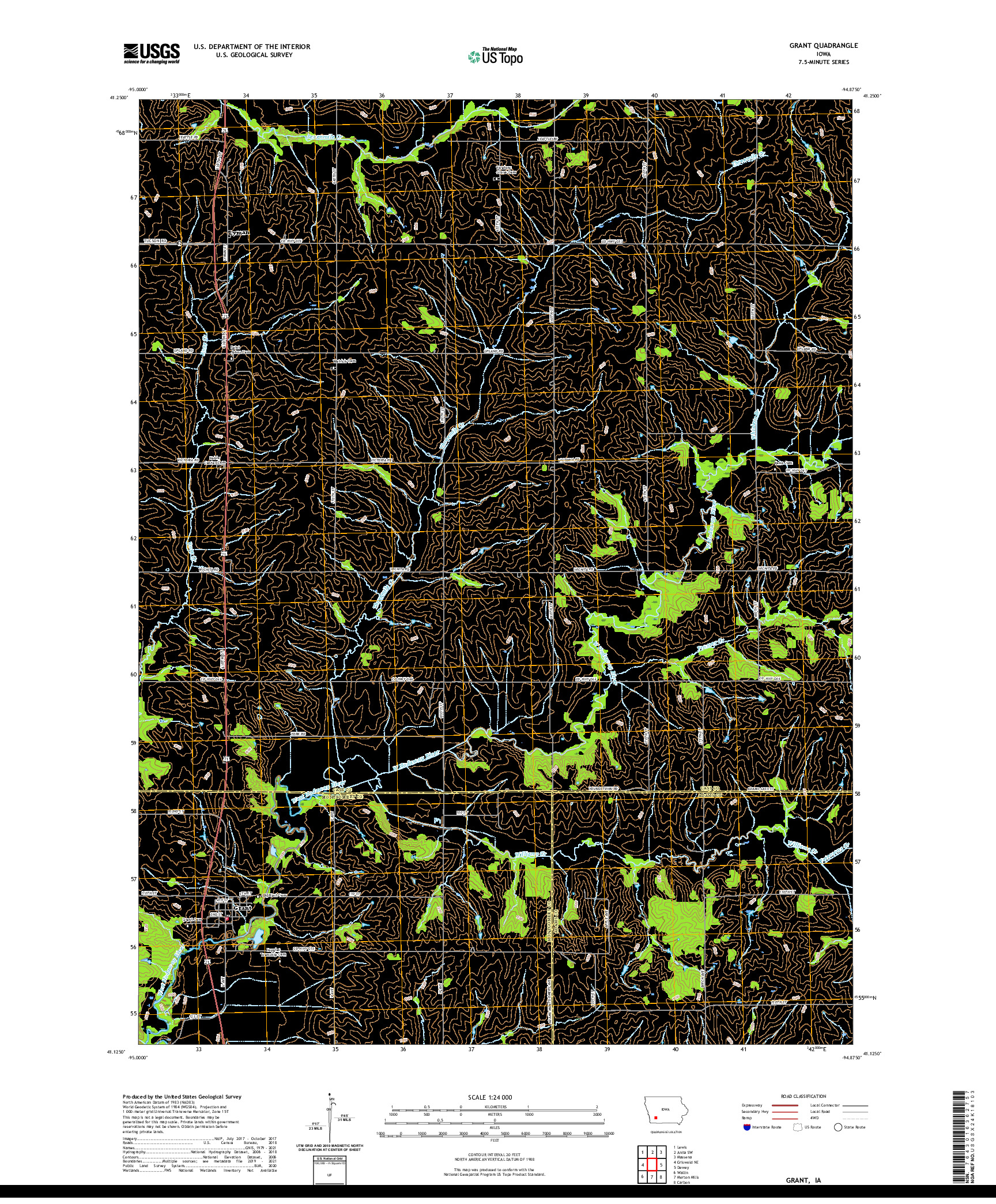 US TOPO 7.5-MINUTE MAP FOR GRANT, IA