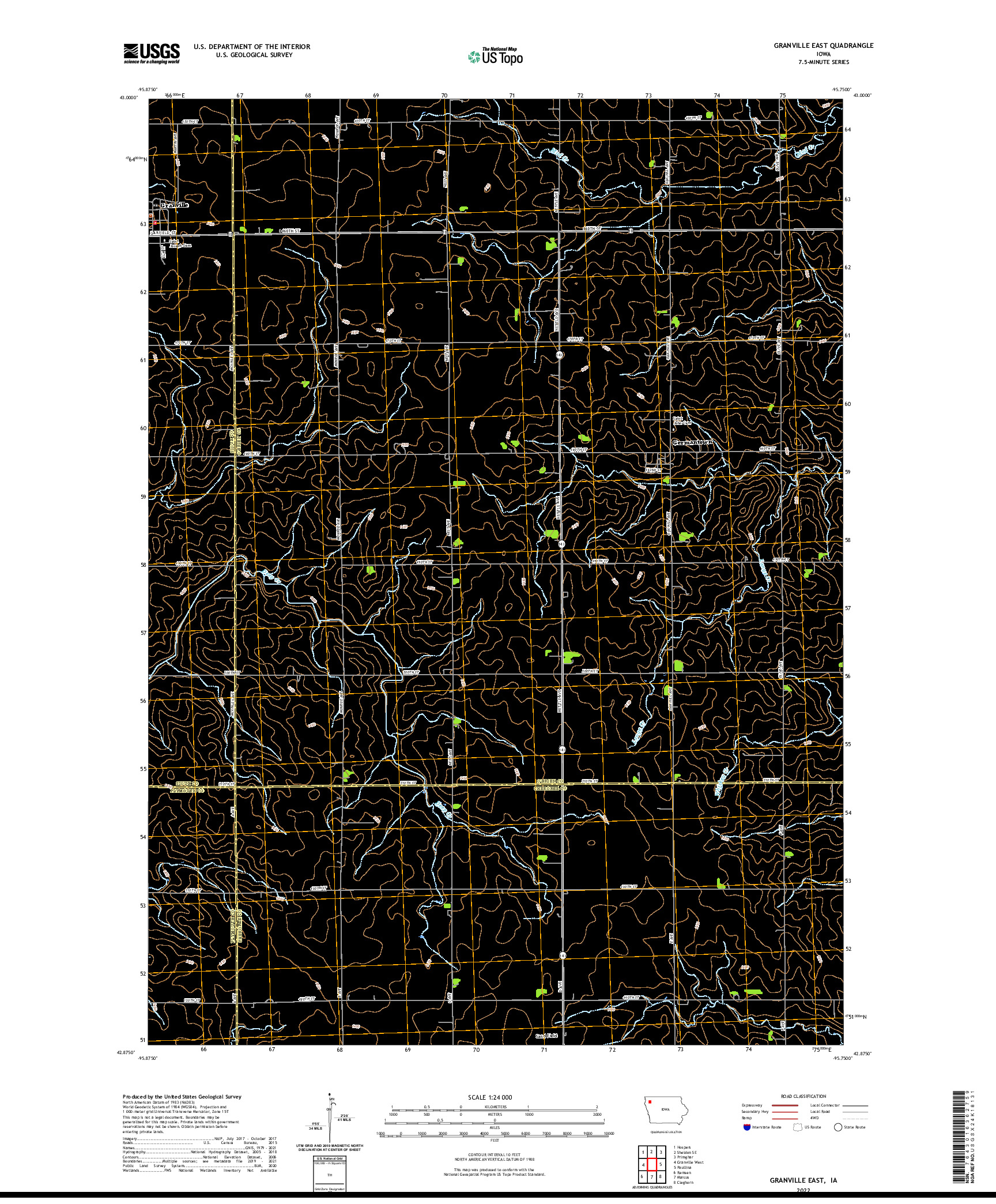 US TOPO 7.5-MINUTE MAP FOR GRANVILLE EAST, IA