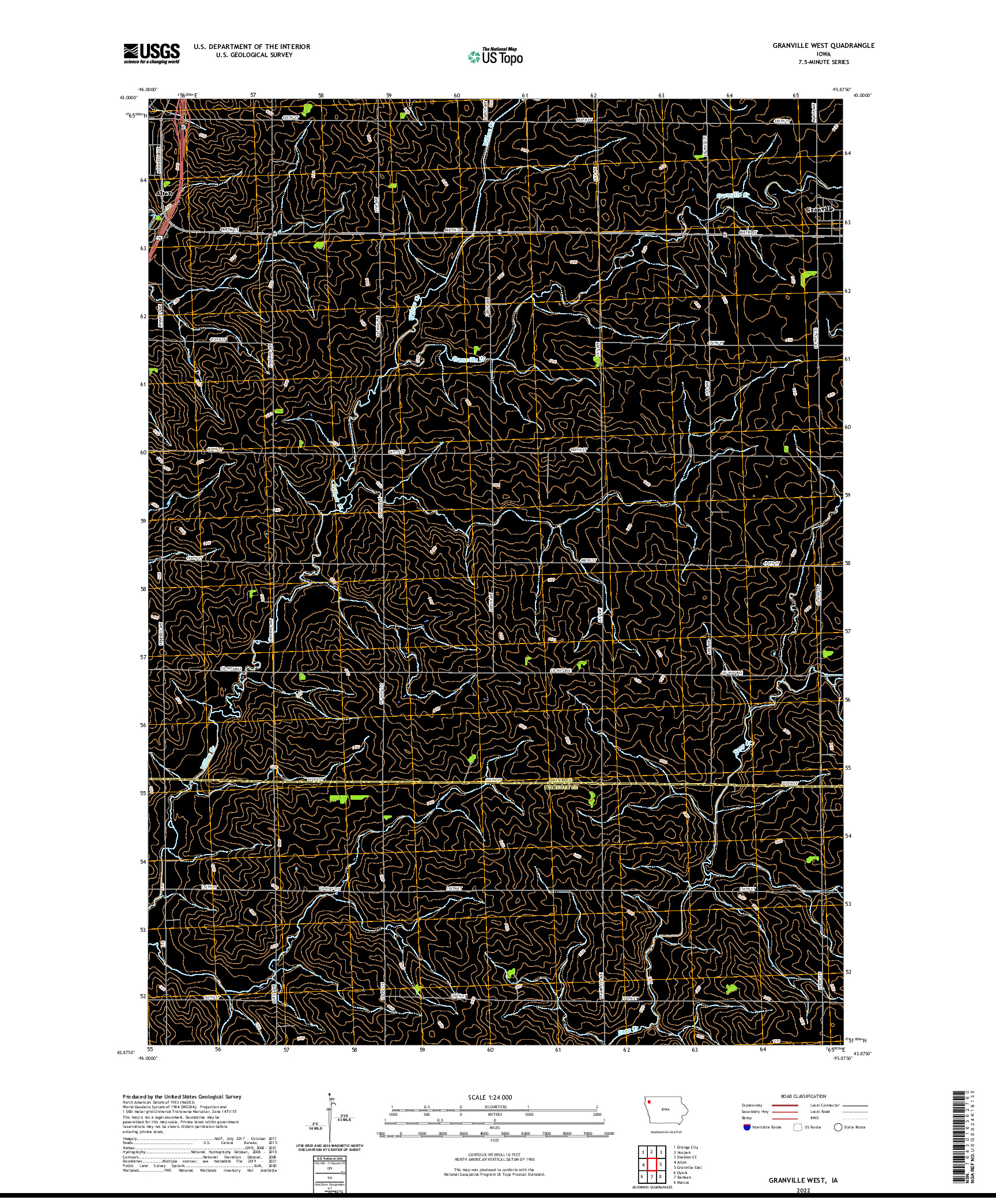US TOPO 7.5-MINUTE MAP FOR GRANVILLE WEST, IA