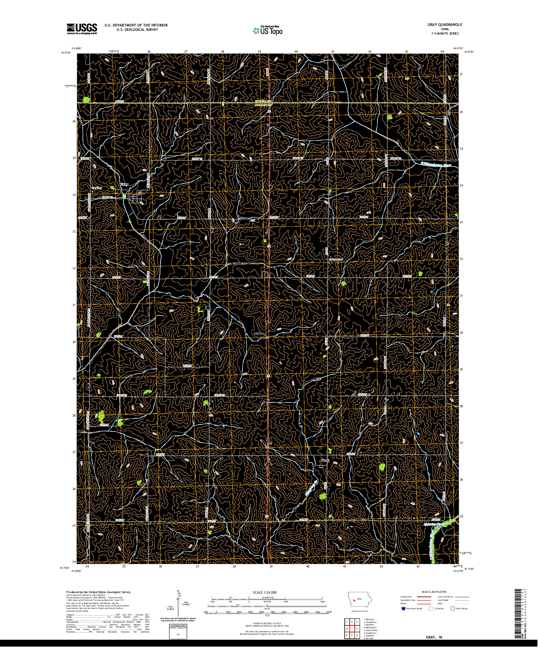 US TOPO 7.5-MINUTE MAP FOR GRAY, IA
