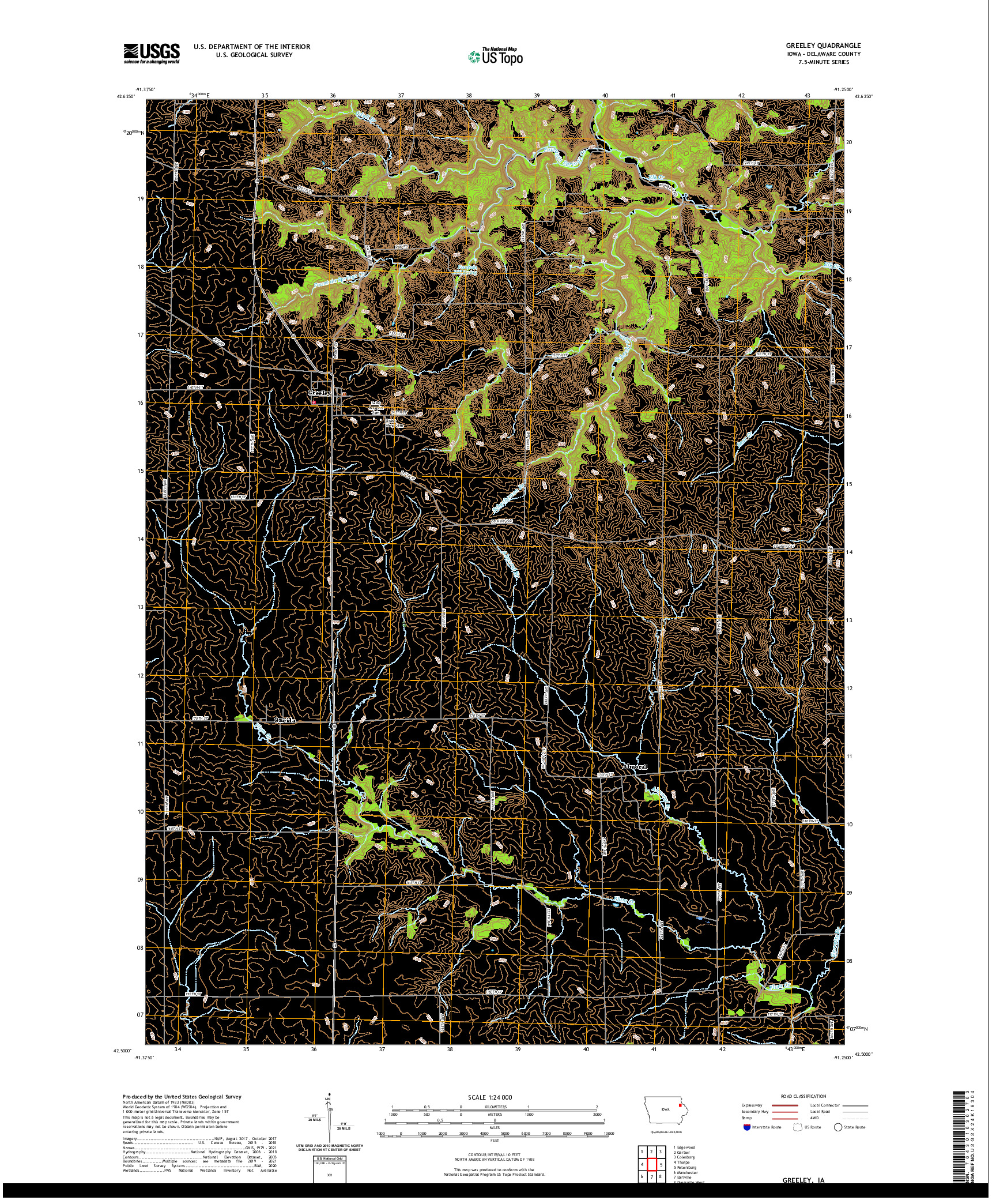 US TOPO 7.5-MINUTE MAP FOR GREELEY, IA