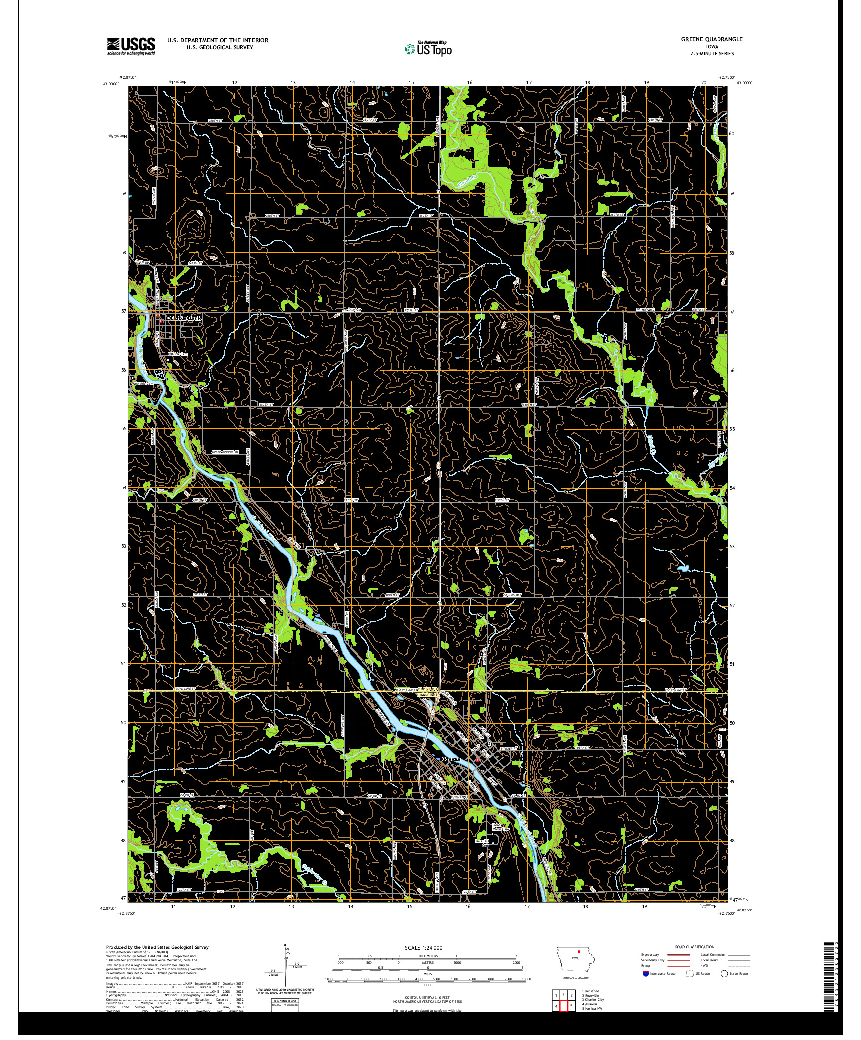 US TOPO 7.5-MINUTE MAP FOR GREENE, IA