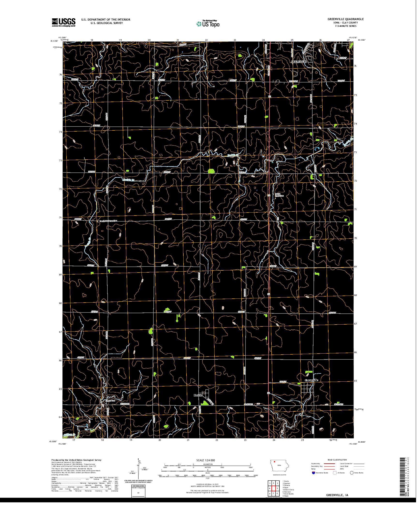US TOPO 7.5-MINUTE MAP FOR GREENVILLE, IA