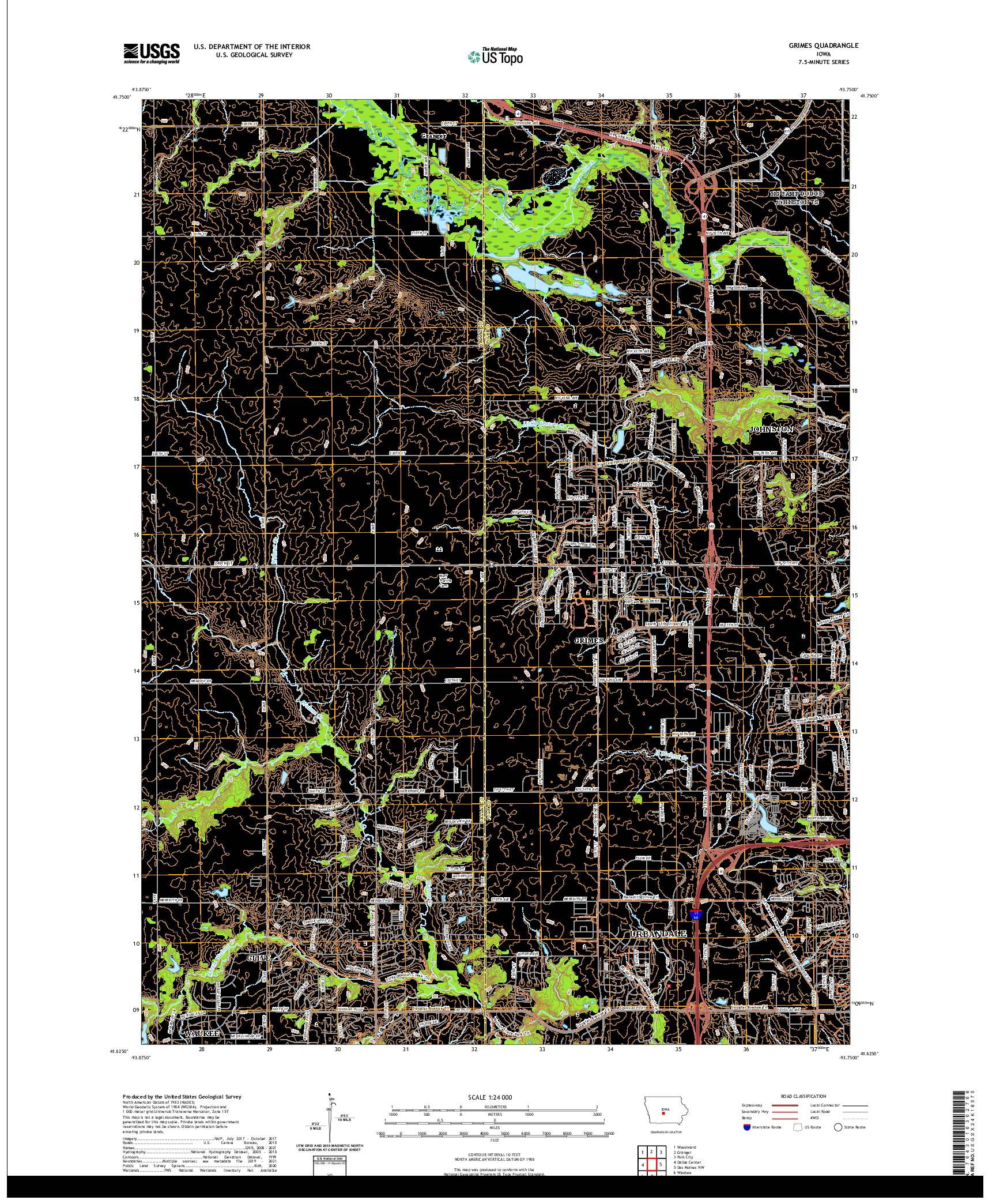 US TOPO 7.5-MINUTE MAP FOR GRIMES, IA