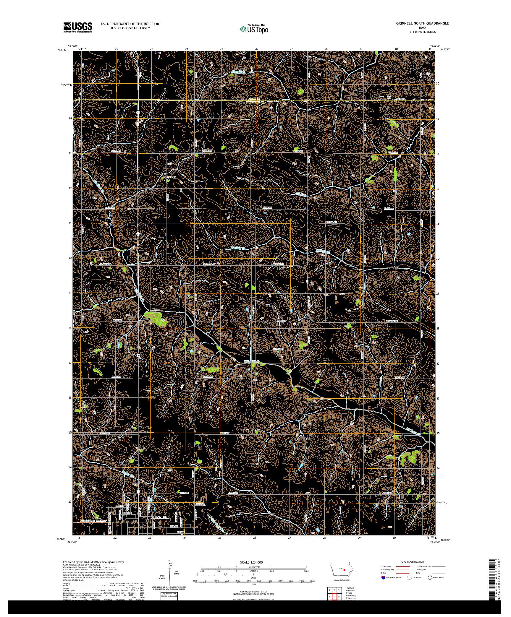US TOPO 7.5-MINUTE MAP FOR GRINNELL NORTH, IA