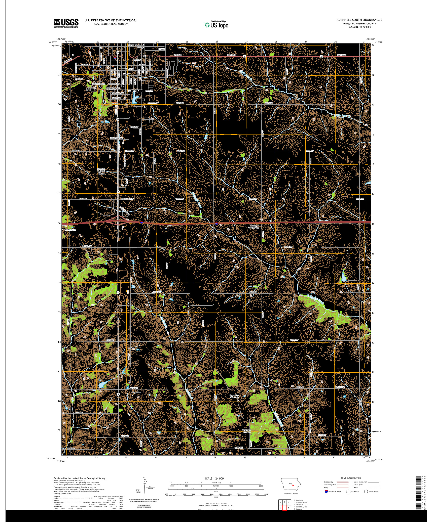 US TOPO 7.5-MINUTE MAP FOR GRINNELL SOUTH, IA