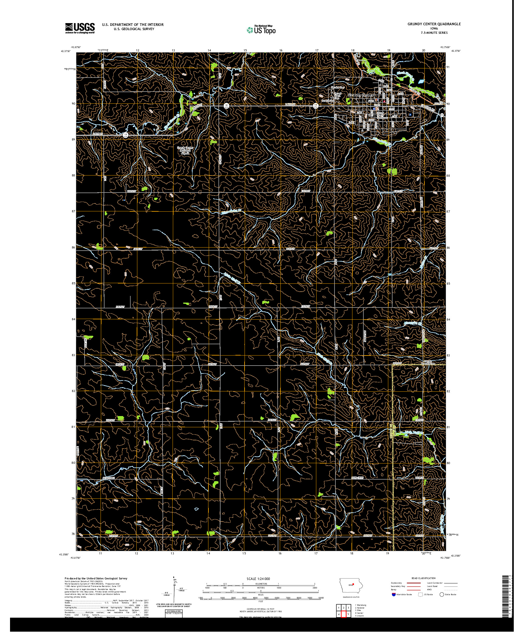 US TOPO 7.5-MINUTE MAP FOR GRUNDY CENTER, IA