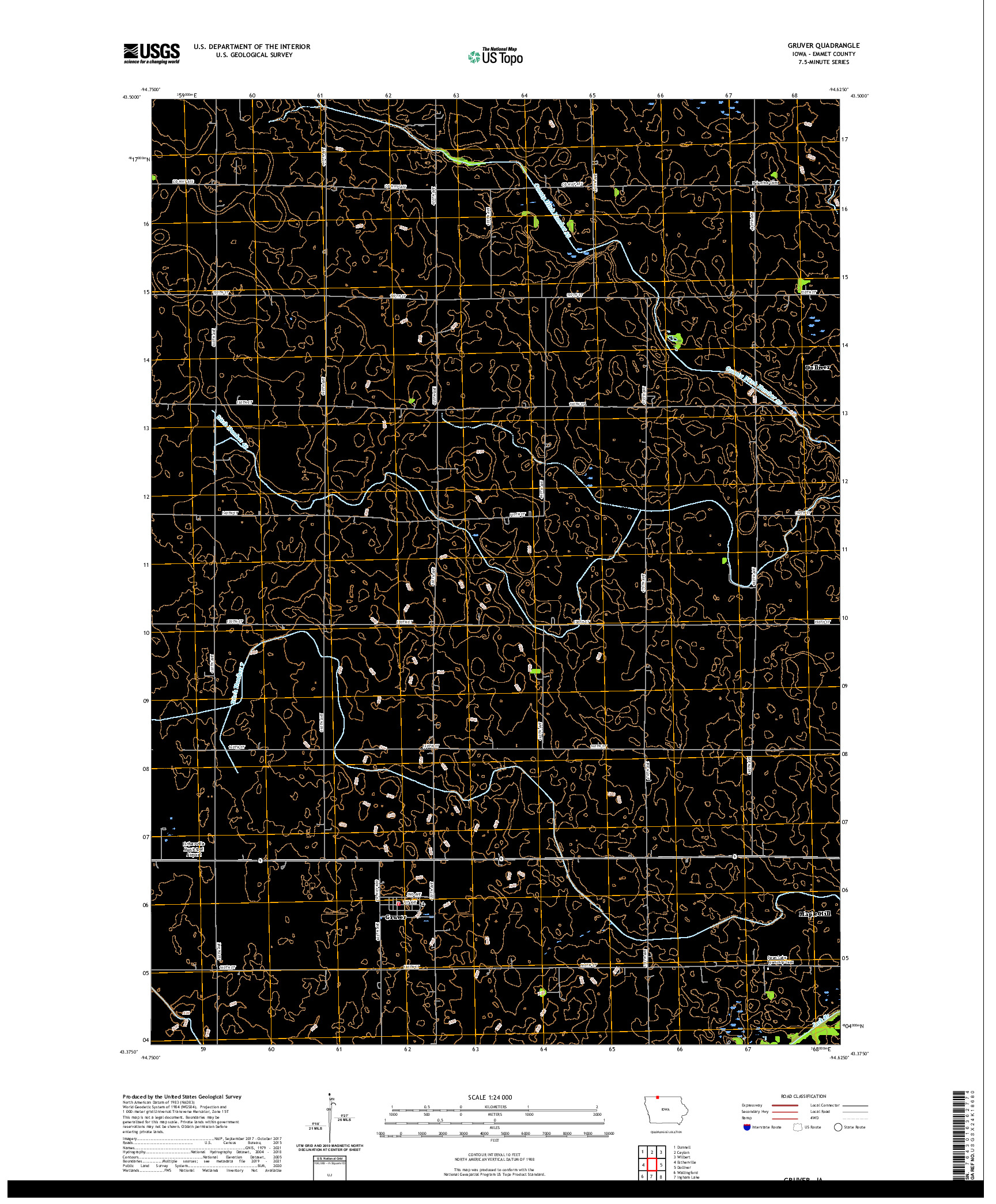 US TOPO 7.5-MINUTE MAP FOR GRUVER, IA