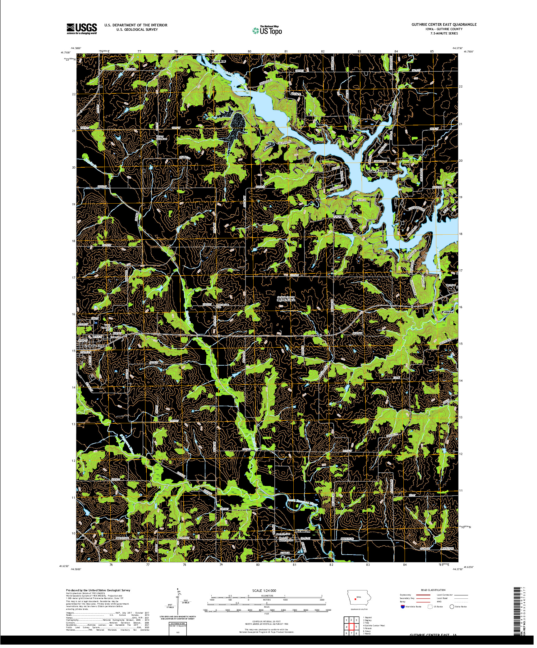 US TOPO 7.5-MINUTE MAP FOR GUTHRIE CENTER EAST, IA