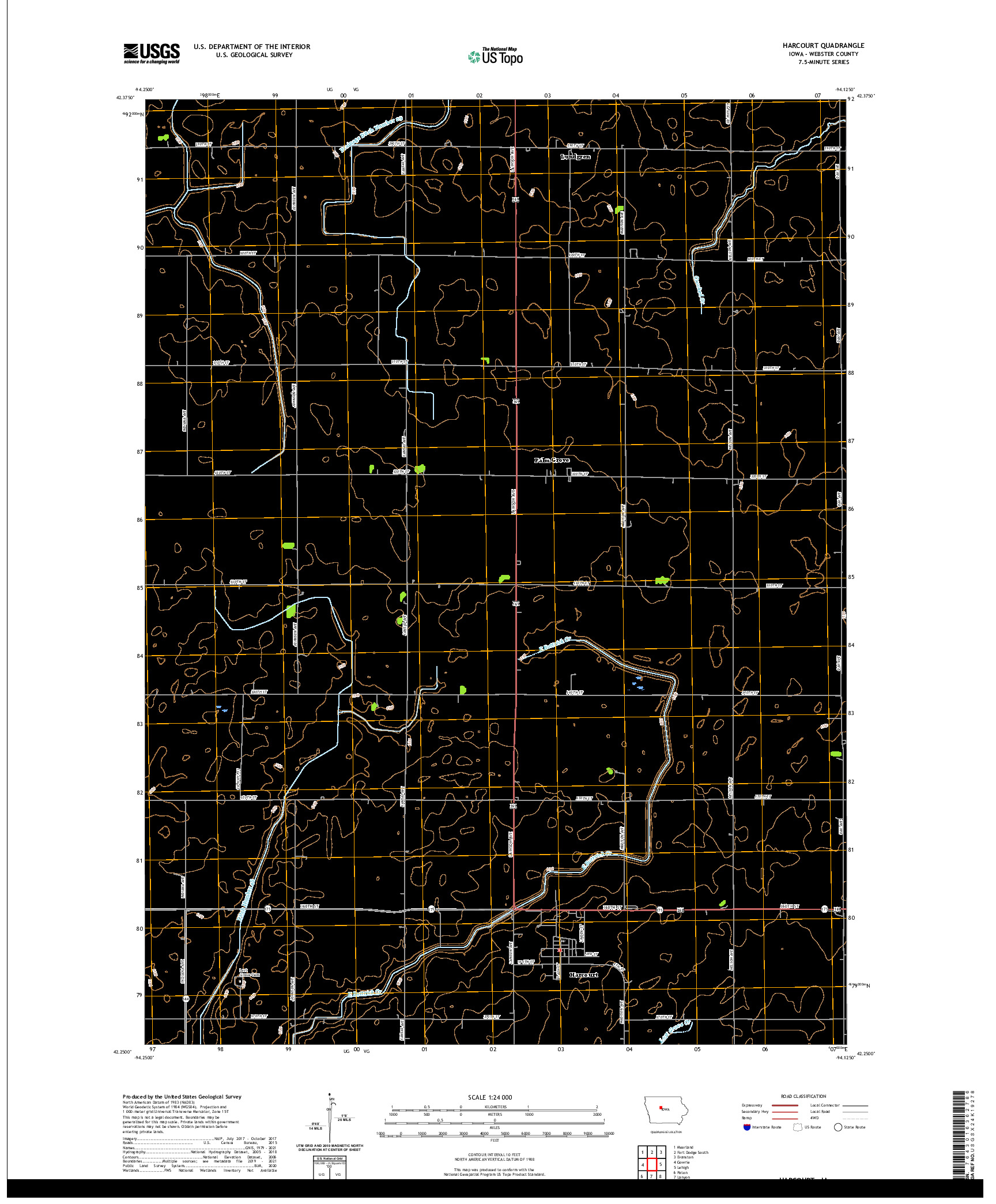 US TOPO 7.5-MINUTE MAP FOR HARCOURT, IA