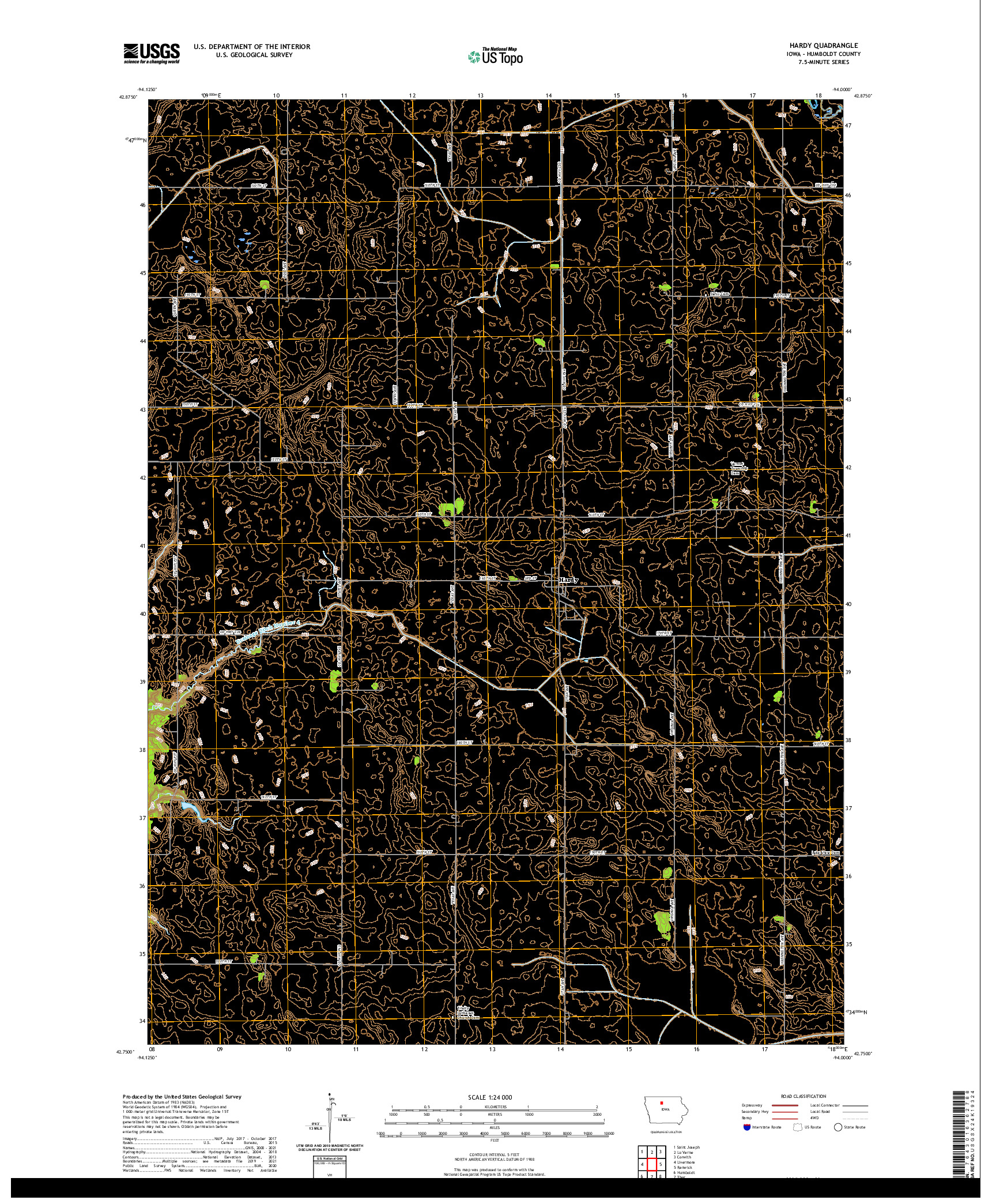 US TOPO 7.5-MINUTE MAP FOR HARDY, IA