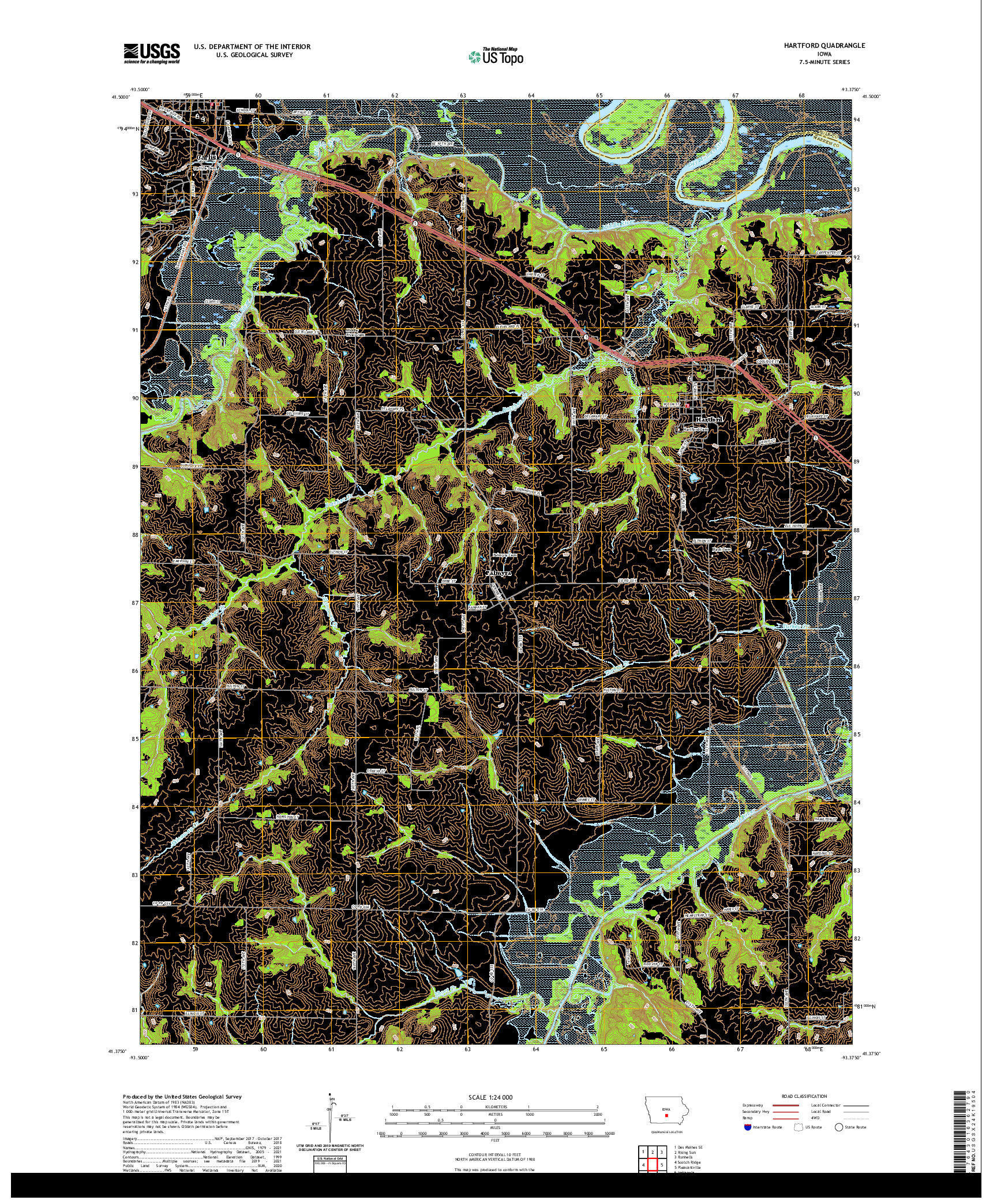US TOPO 7.5-MINUTE MAP FOR HARTFORD, IA