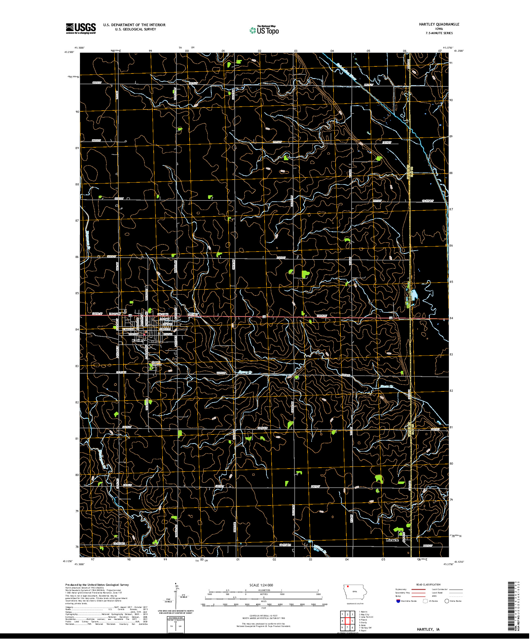 US TOPO 7.5-MINUTE MAP FOR HARTLEY, IA