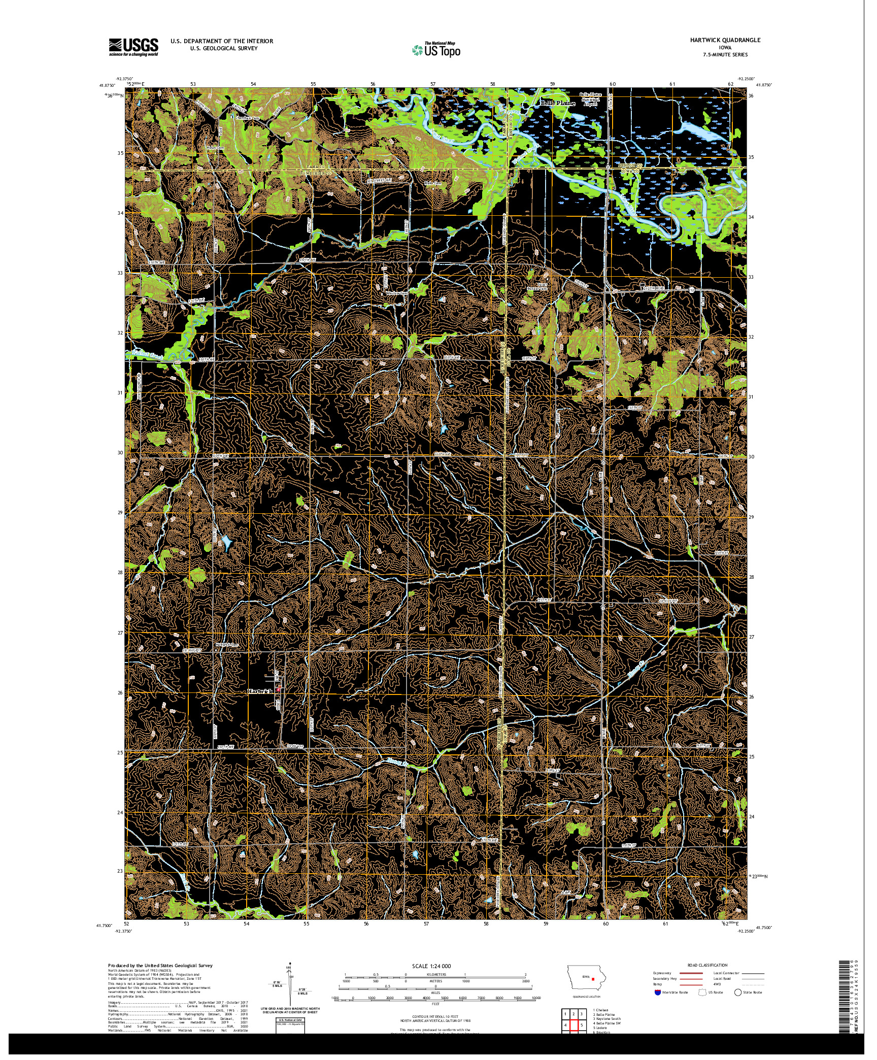 US TOPO 7.5-MINUTE MAP FOR HARTWICK, IA