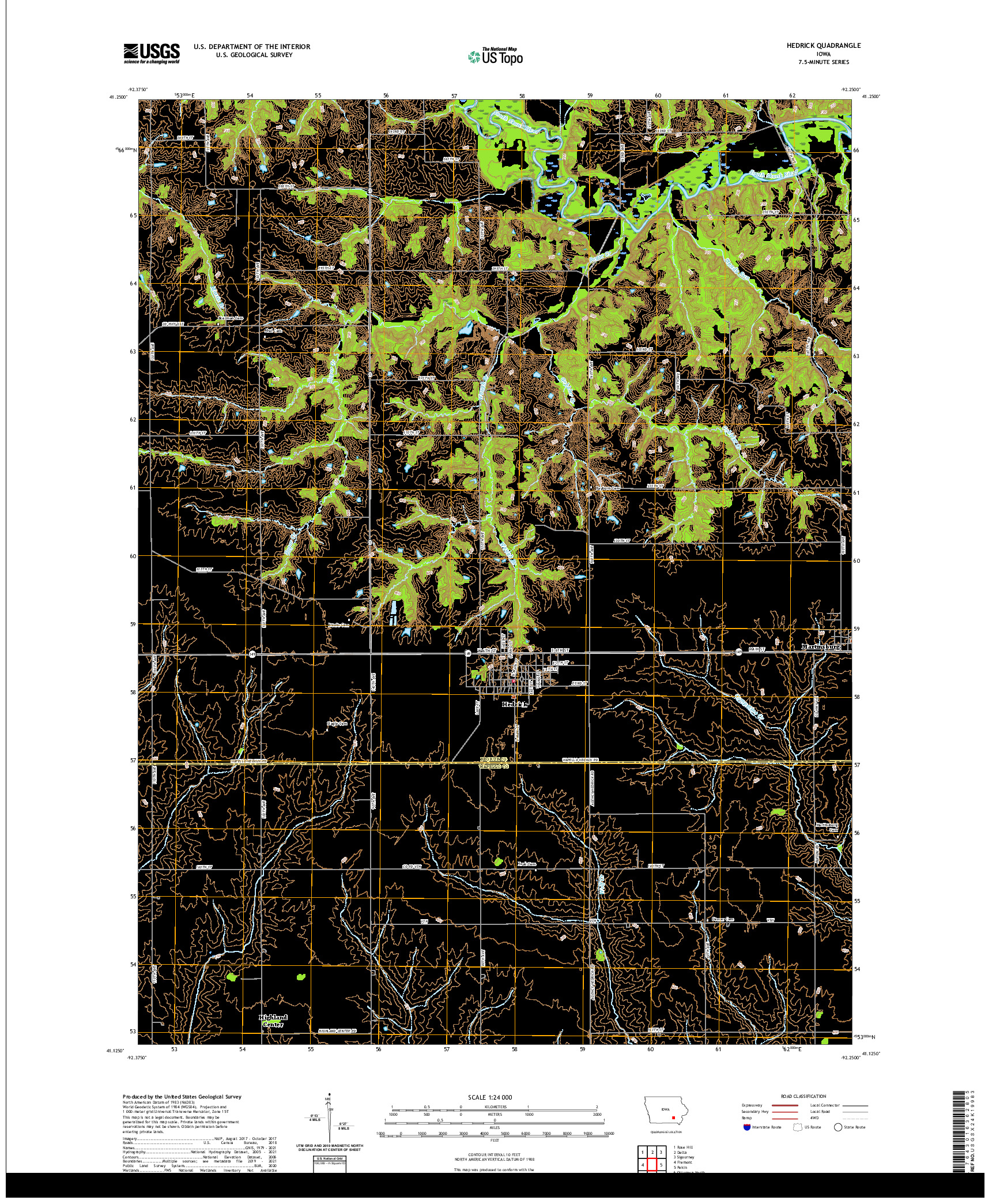 US TOPO 7.5-MINUTE MAP FOR HEDRICK, IA