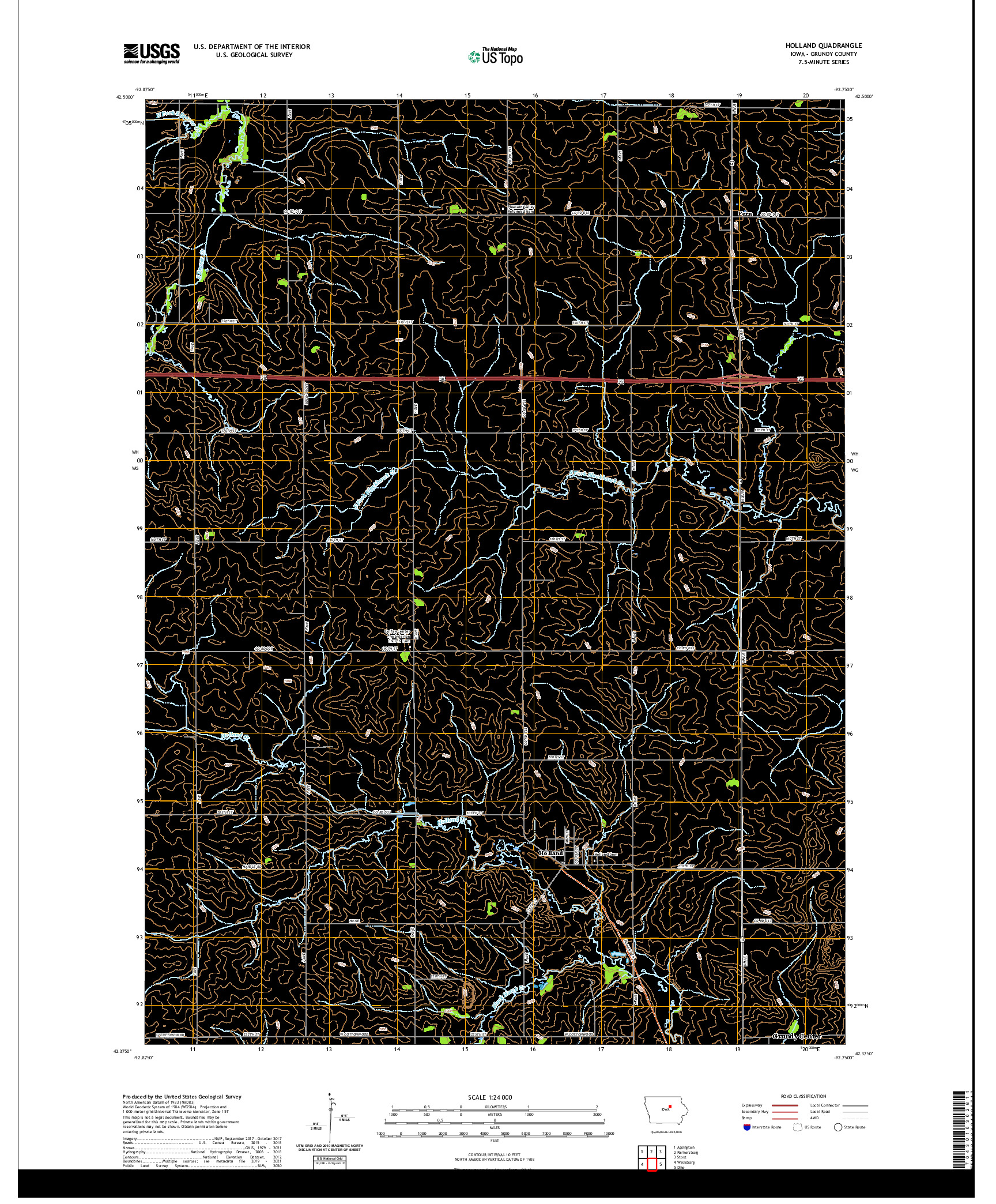 US TOPO 7.5-MINUTE MAP FOR HOLLAND, IA