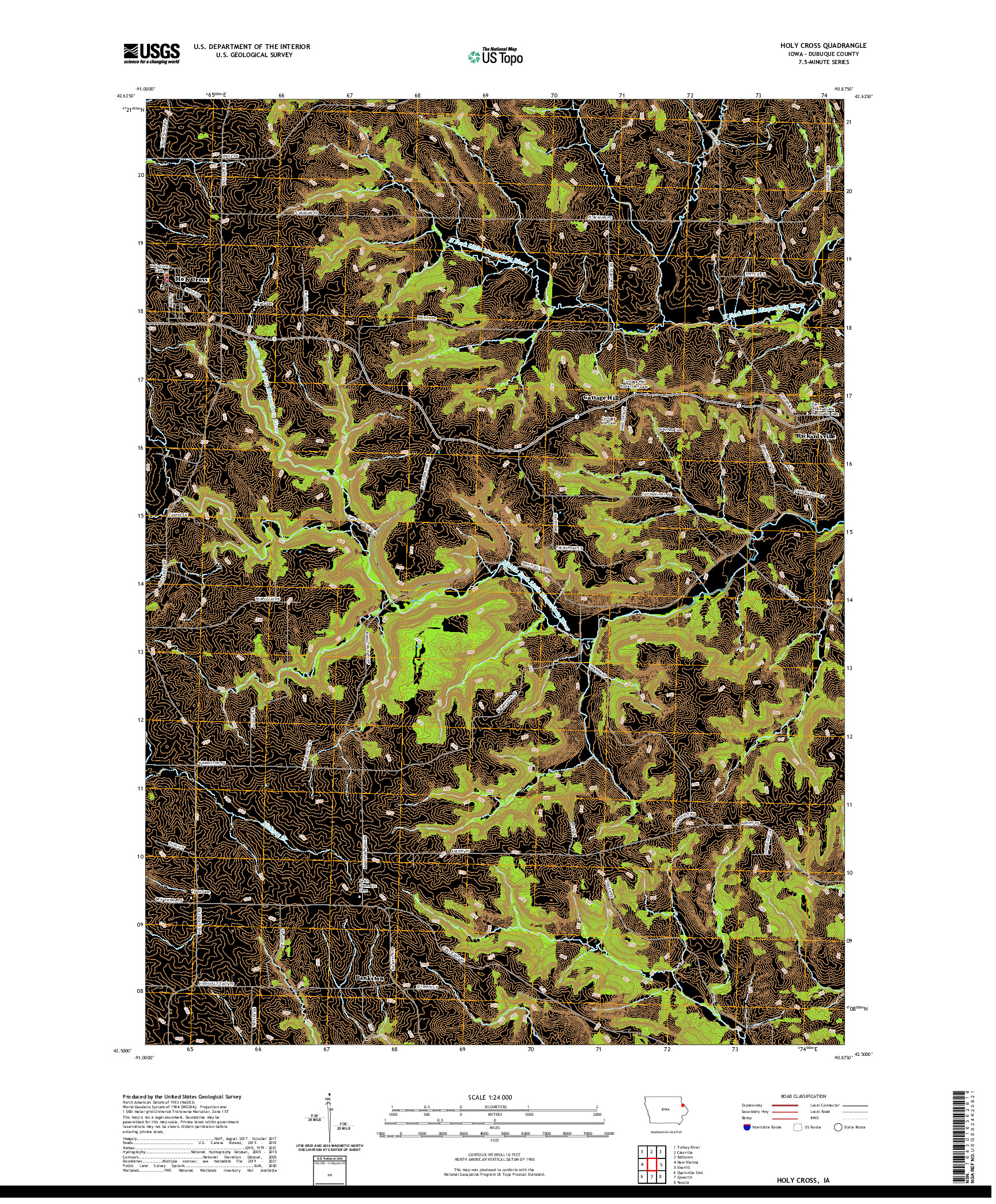 US TOPO 7.5-MINUTE MAP FOR HOLY CROSS, IA