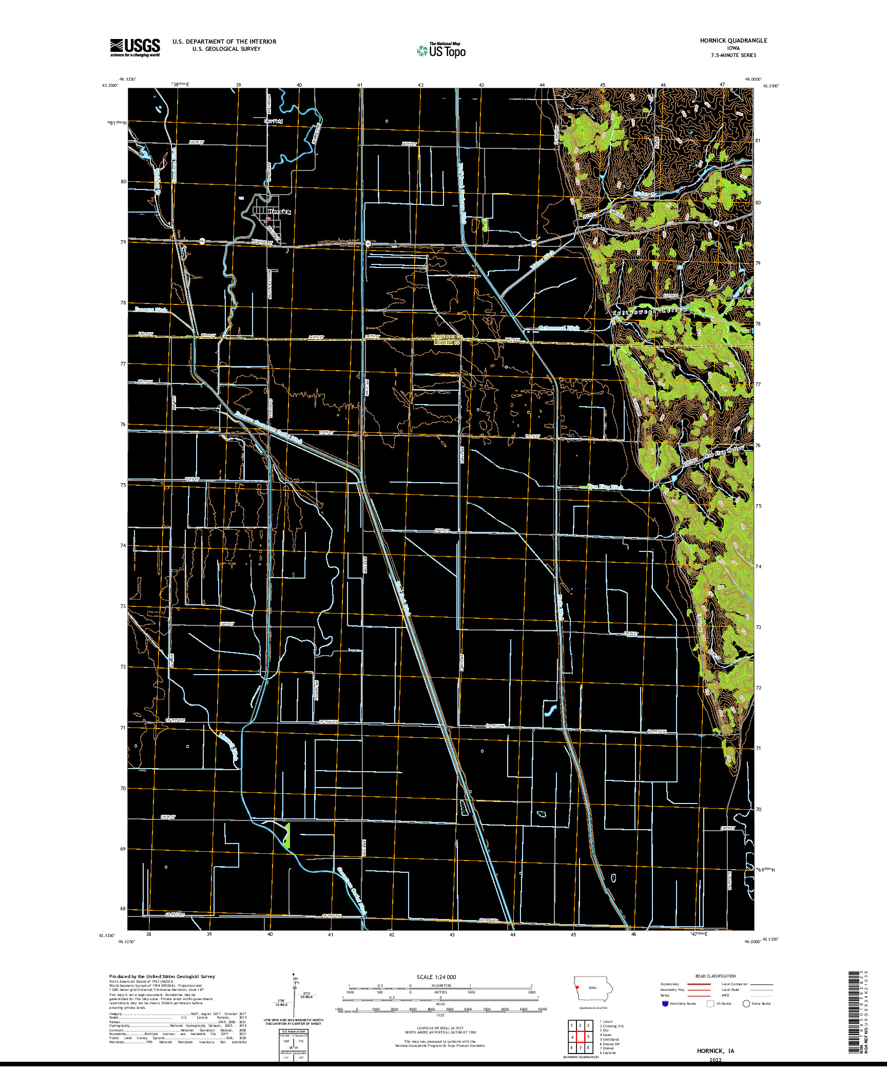 US TOPO 7.5-MINUTE MAP FOR HORNICK, IA
