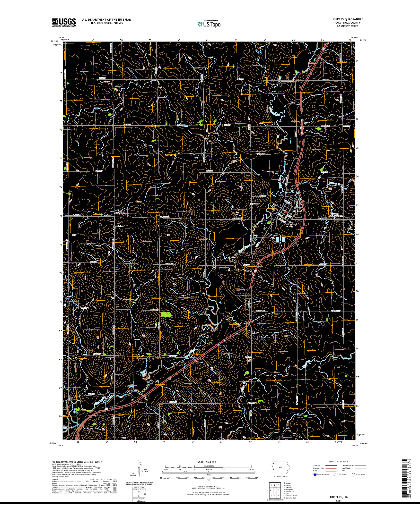 US TOPO 7.5-MINUTE MAP FOR HOSPERS, IA